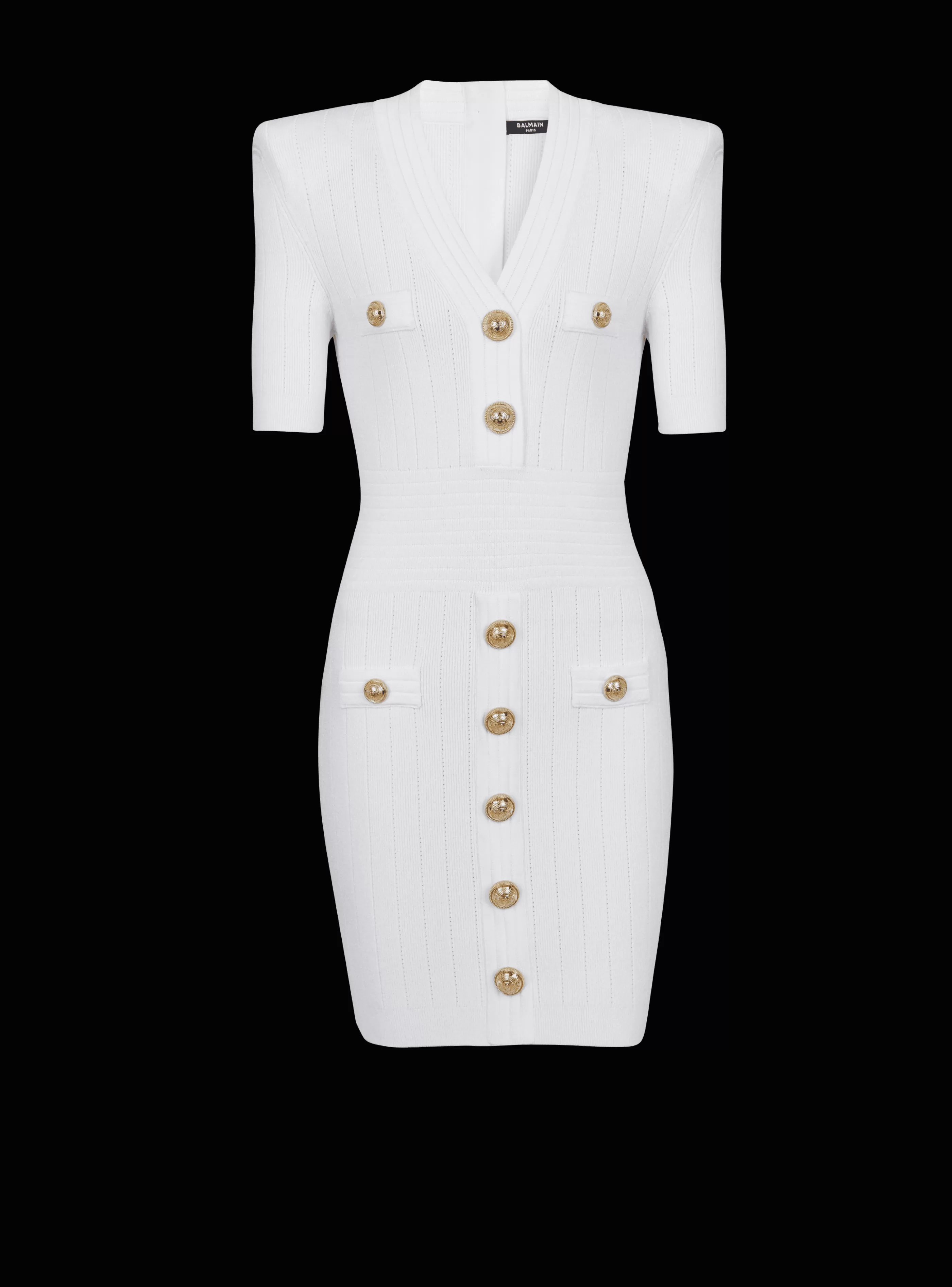 Balmain Maglieria | Abiti-Knitted Dress With Buttons white