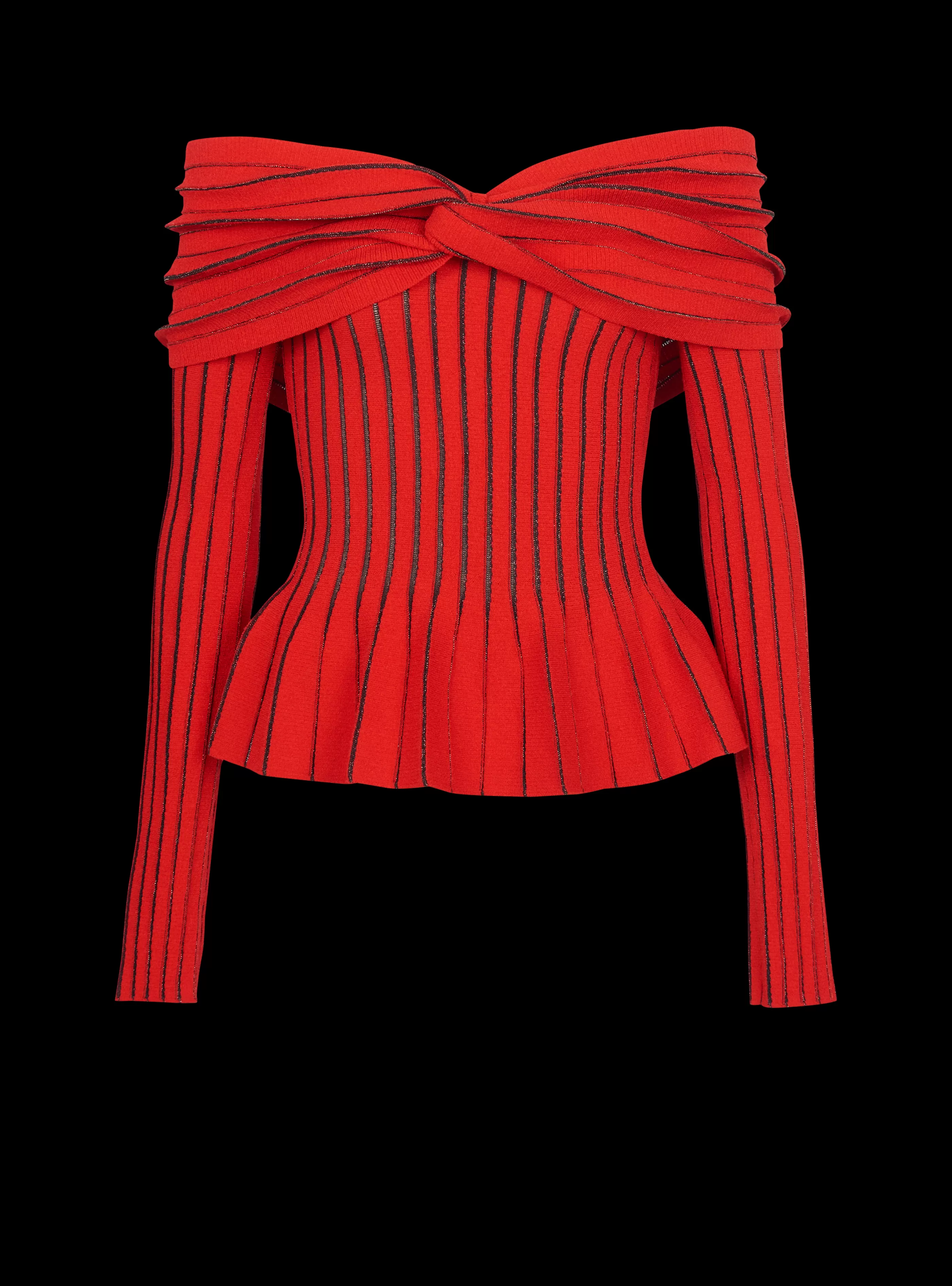 Balmain Maglieria | Top E Camicie-Knotted Off-the-shoulder Top red