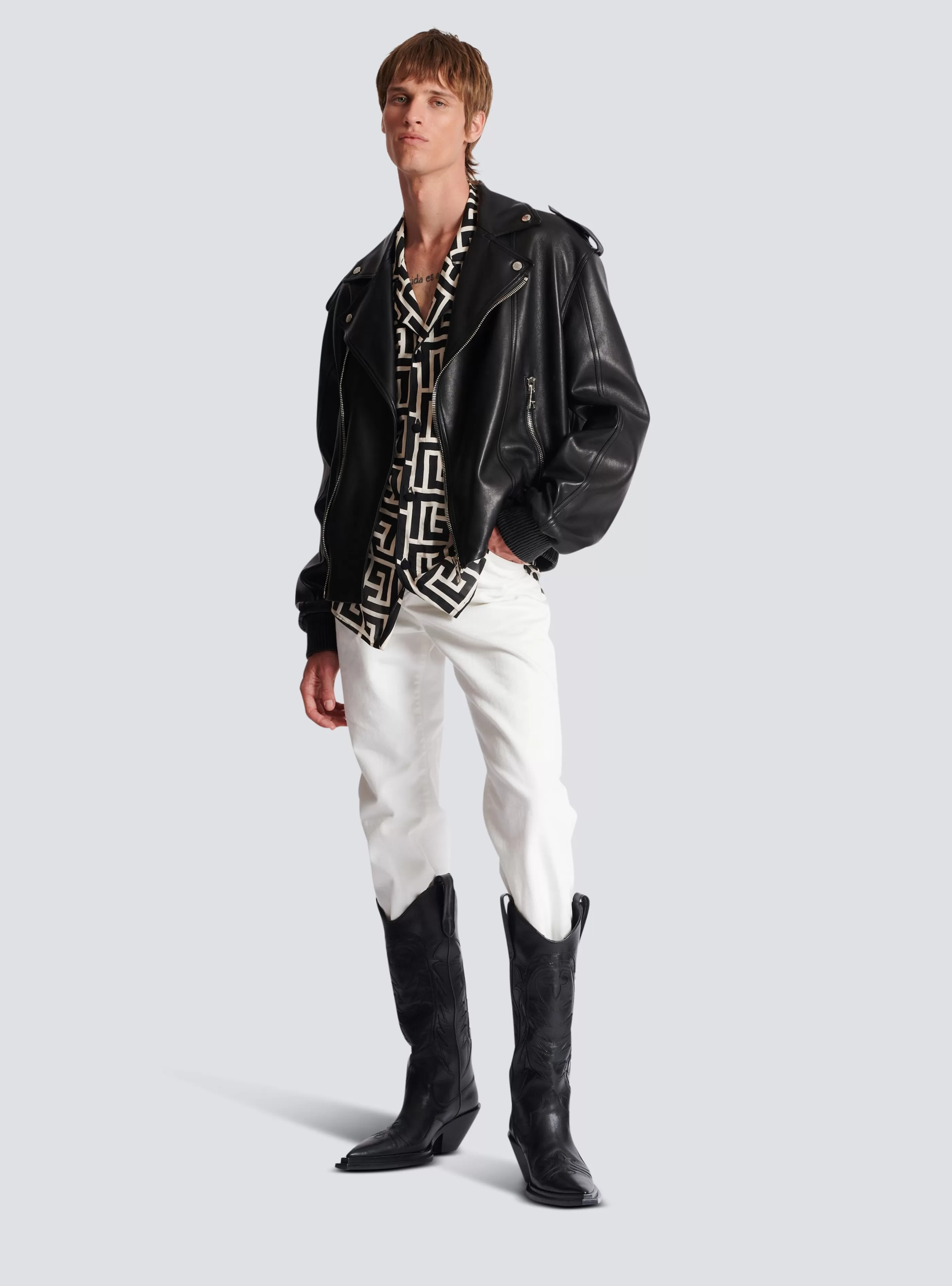 Balmain Capispalla-Leather Bomber Jacket black
