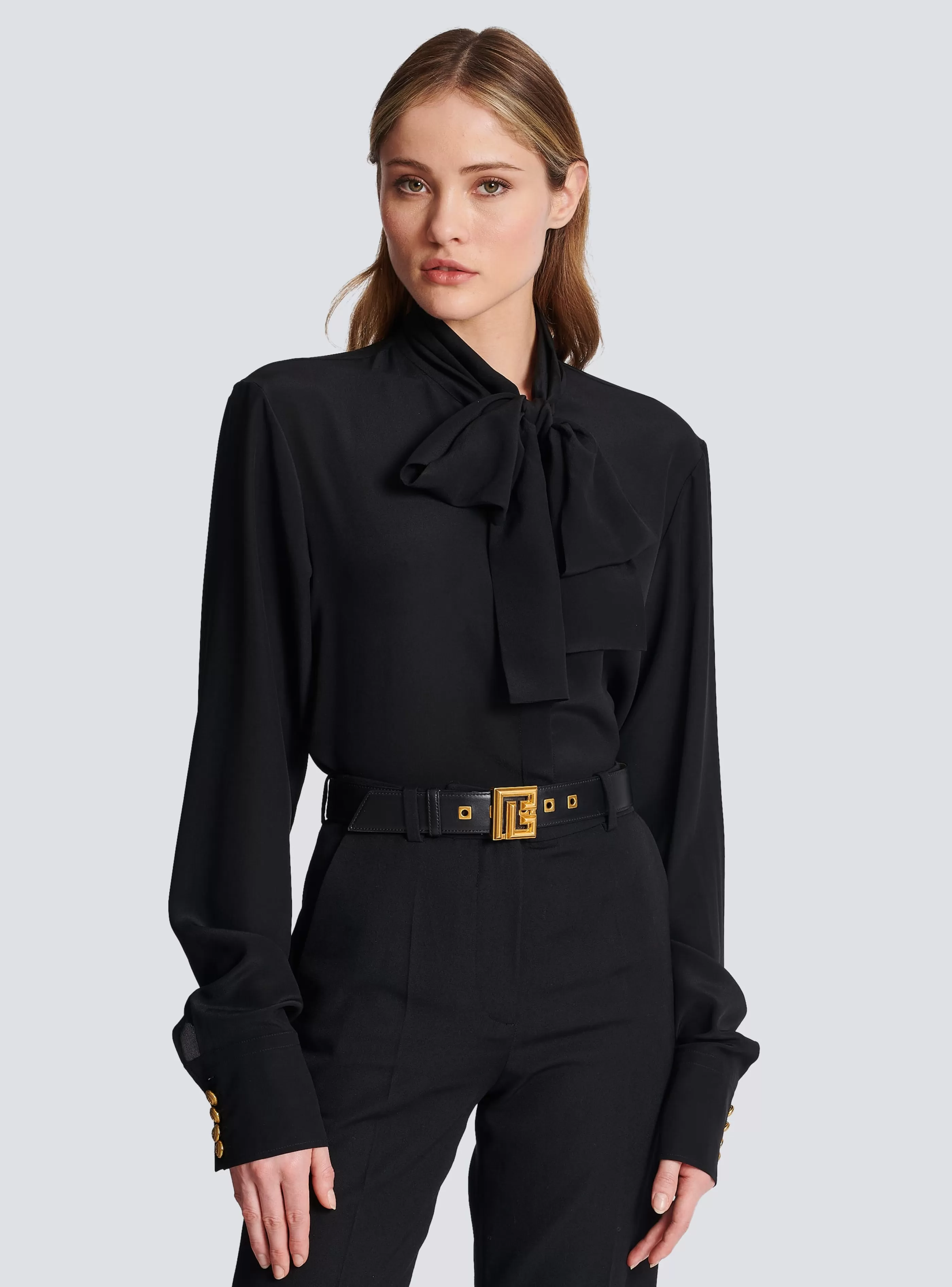 Balmain Cinture-Leather P-Belt black