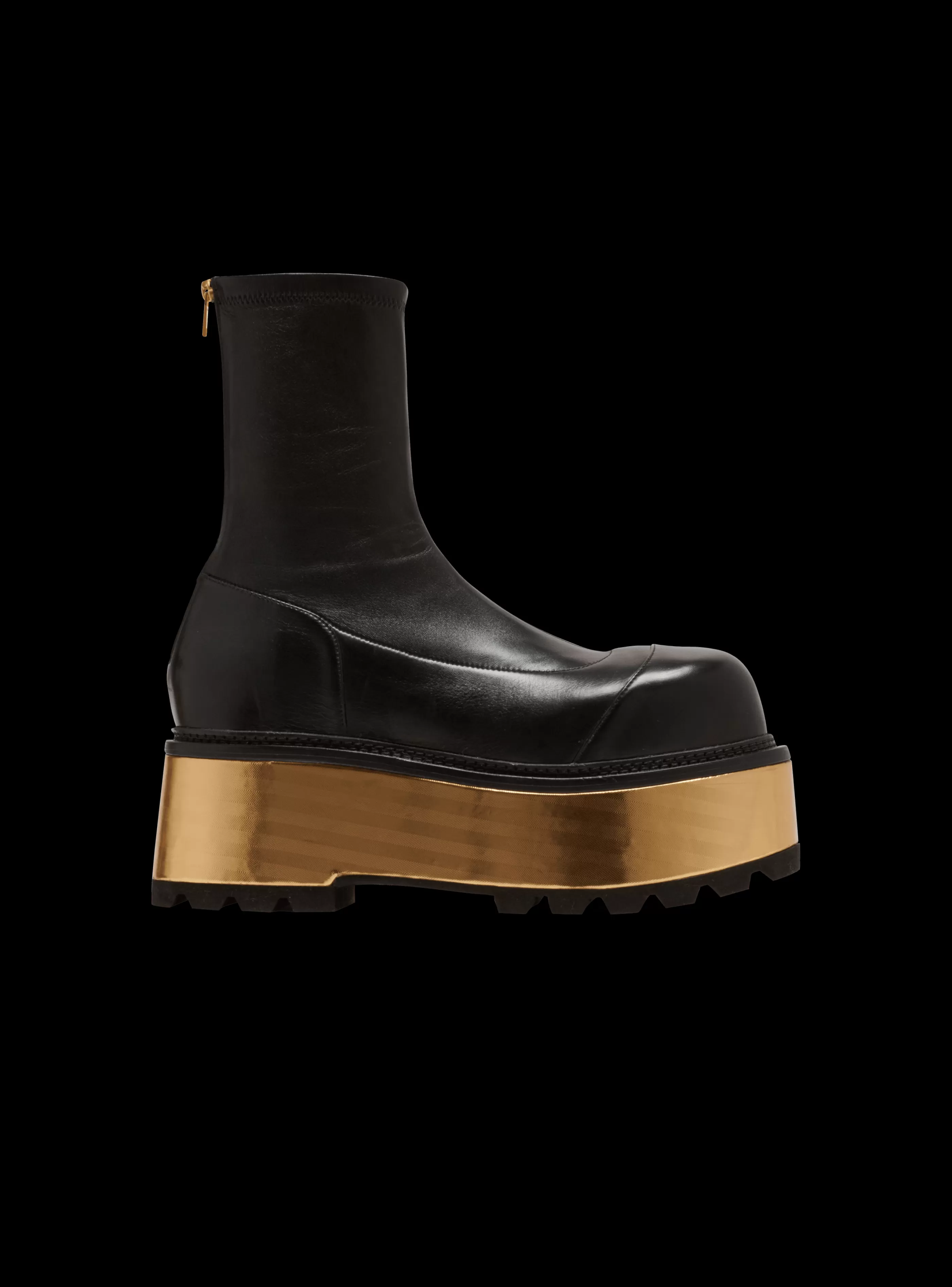 Balmain Stivali-Leather Platform Boots black