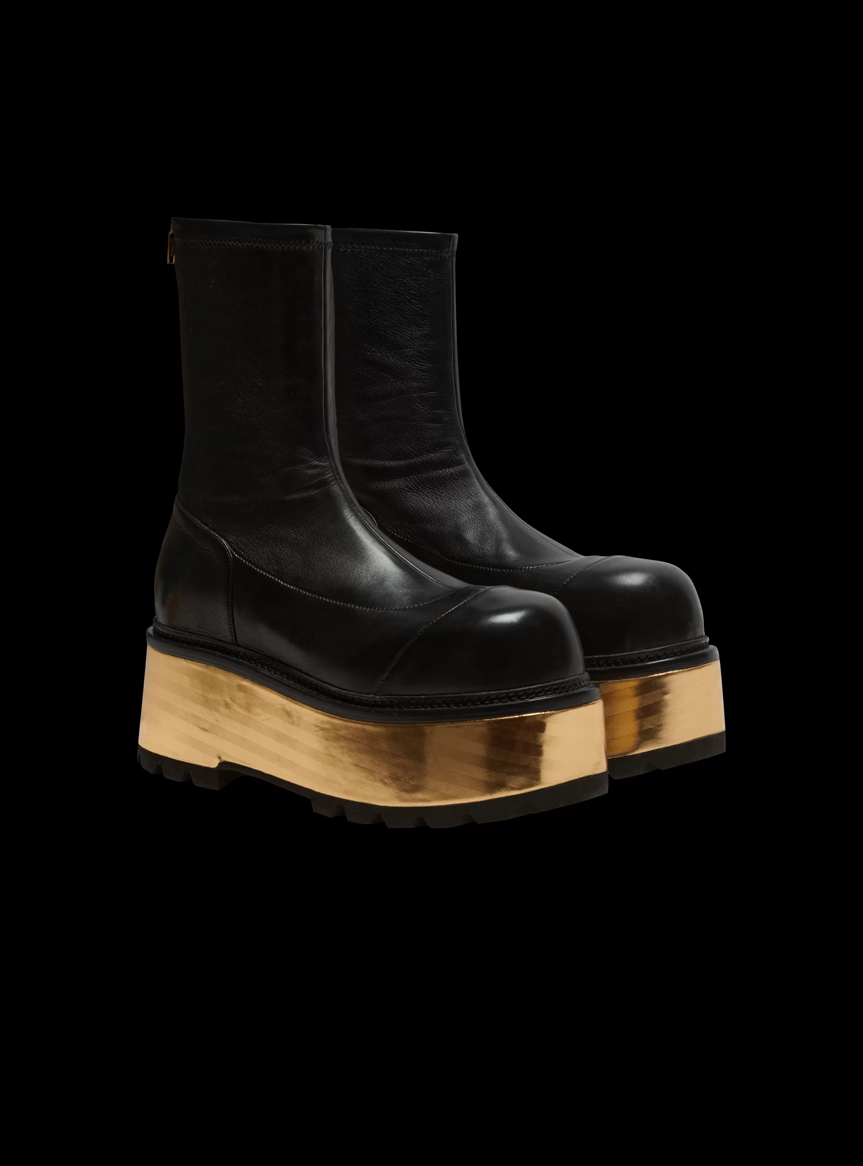 Balmain Stivali-Leather Platform Boots black