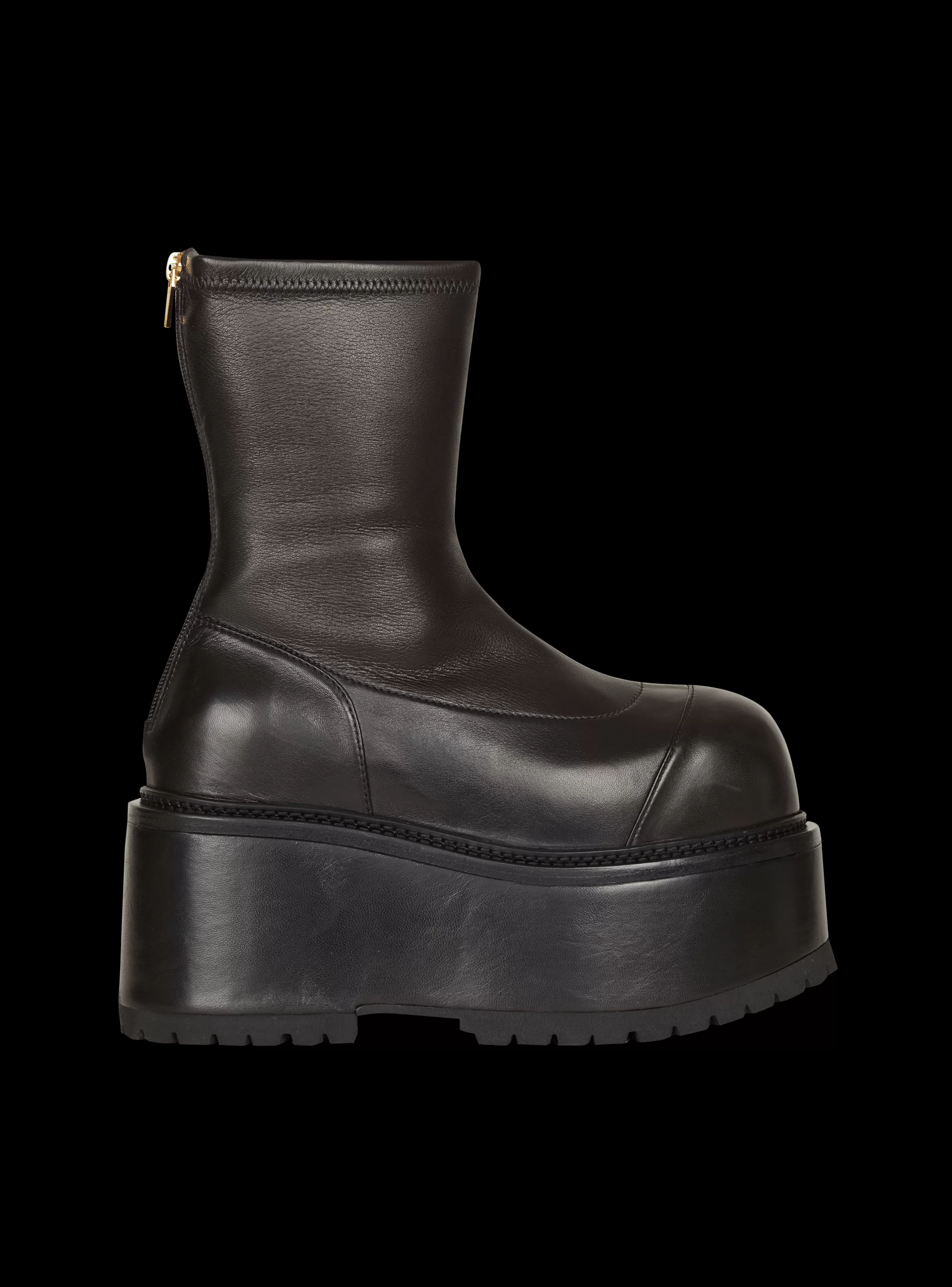 Balmain Stivali-Leather Platform Boots black