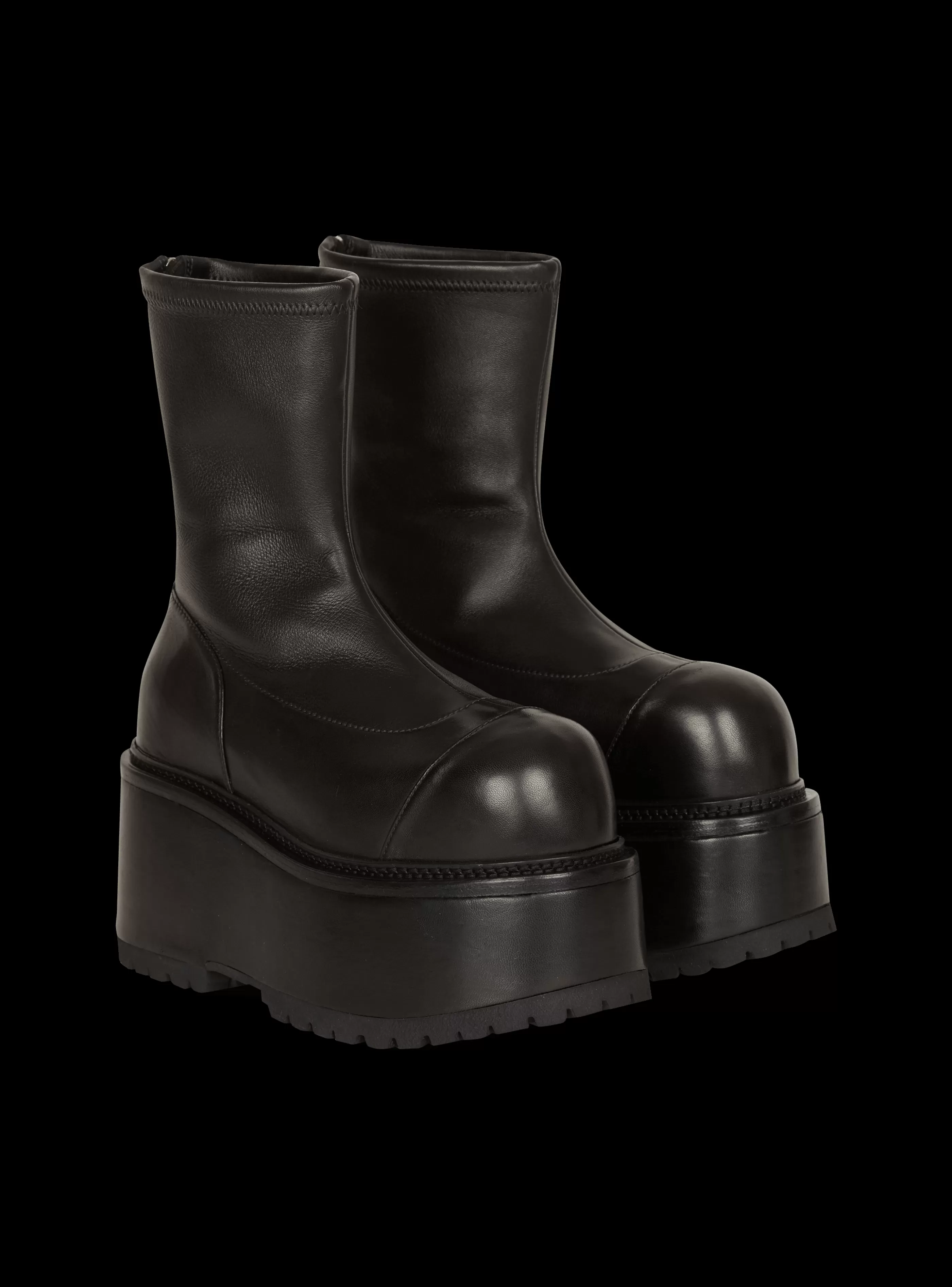 Balmain Stivali-Leather Platform Boots black