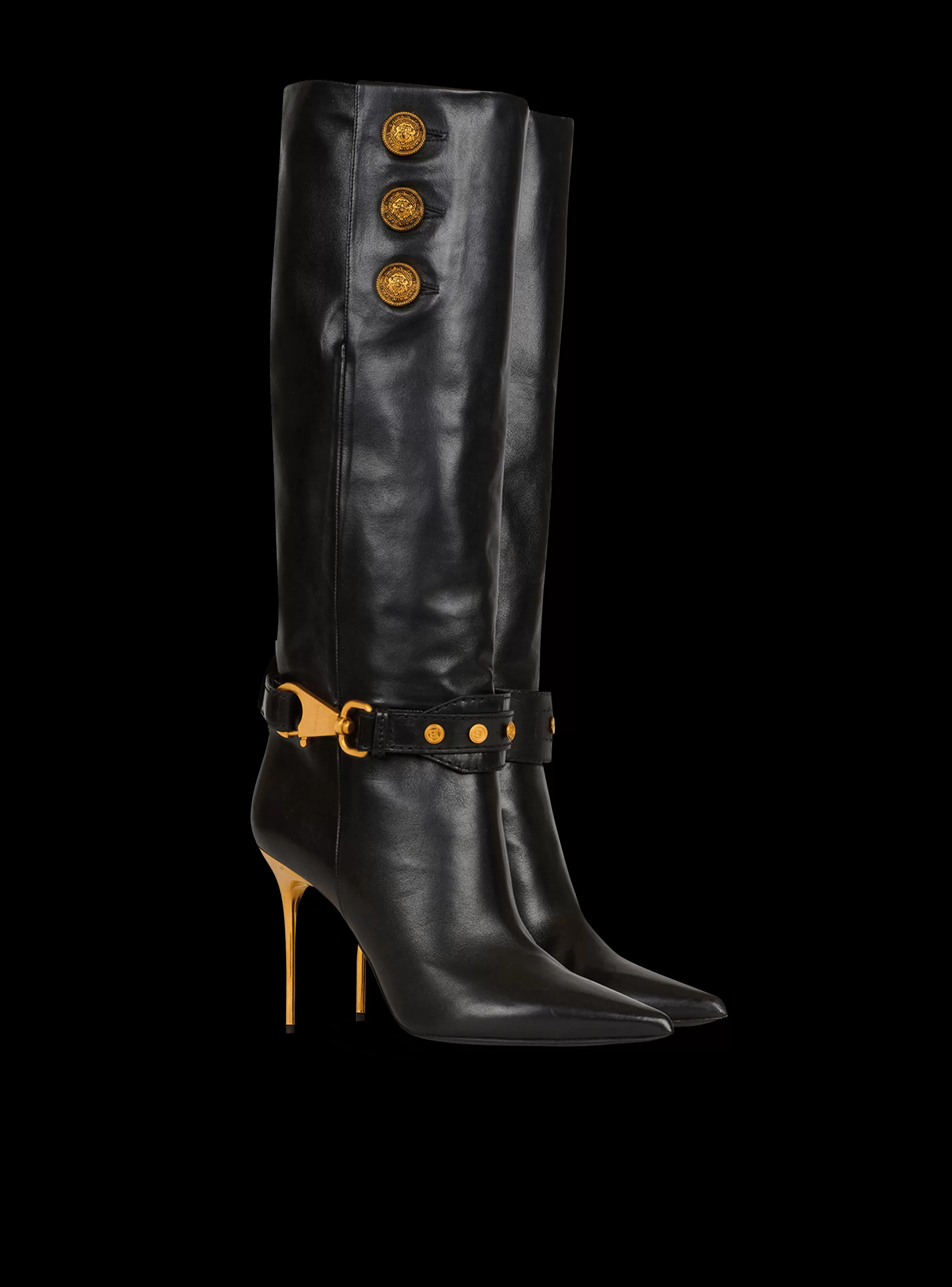 Balmain Stivali-Leather Robin Boots black