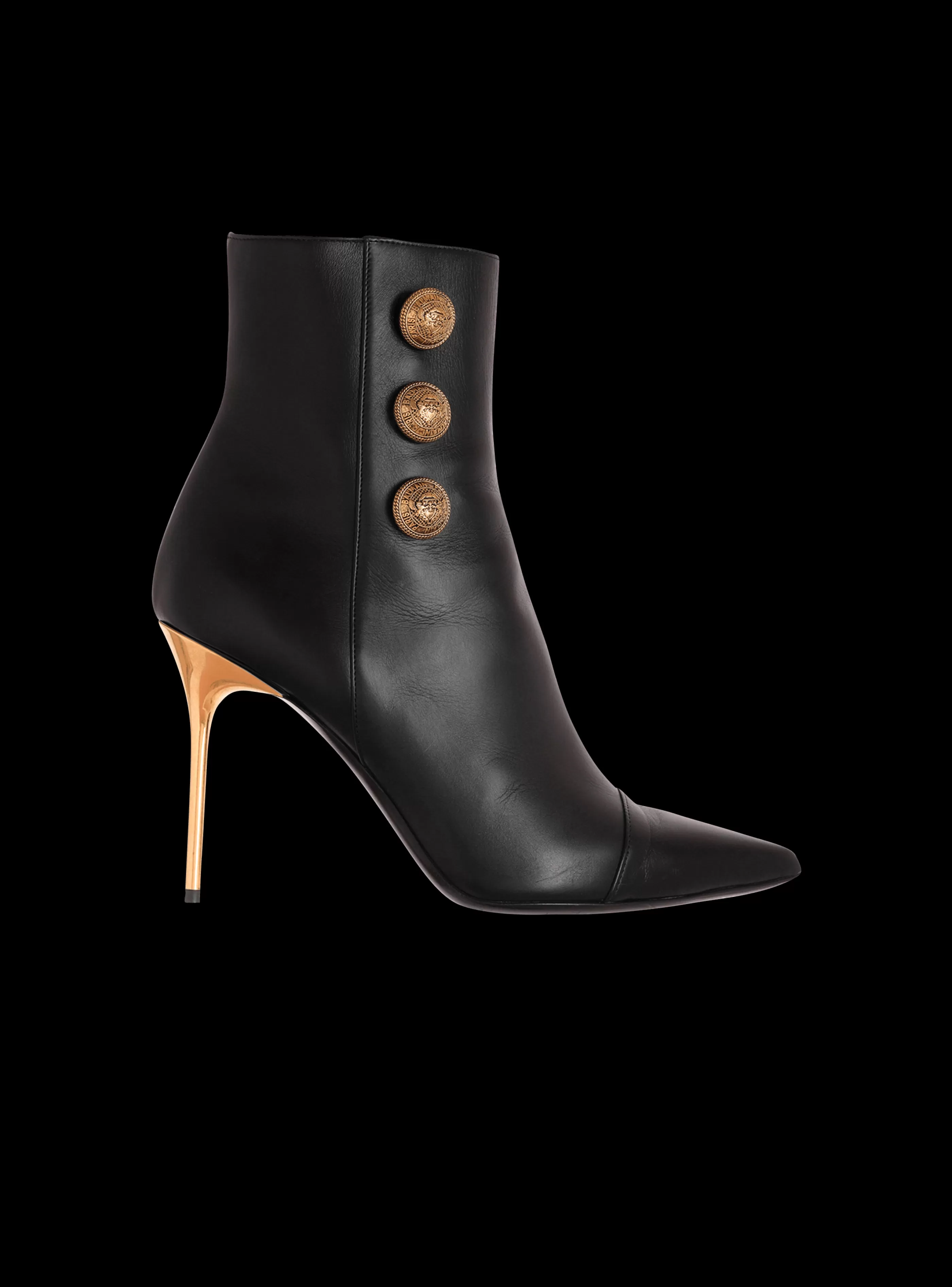 Balmain Stivali-Leather Roni Ankle Boots black