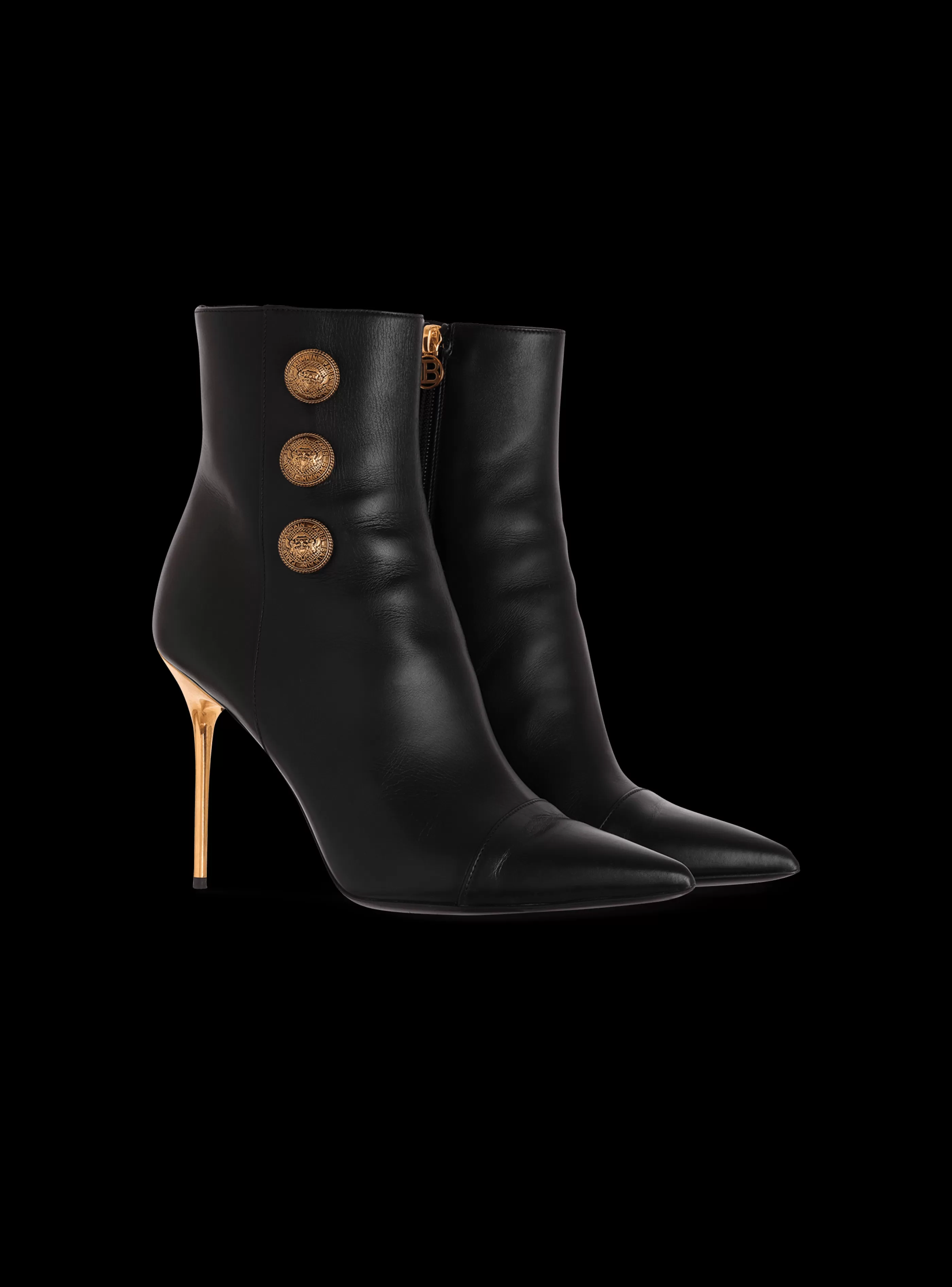 Balmain Stivali-Leather Roni Ankle Boots black