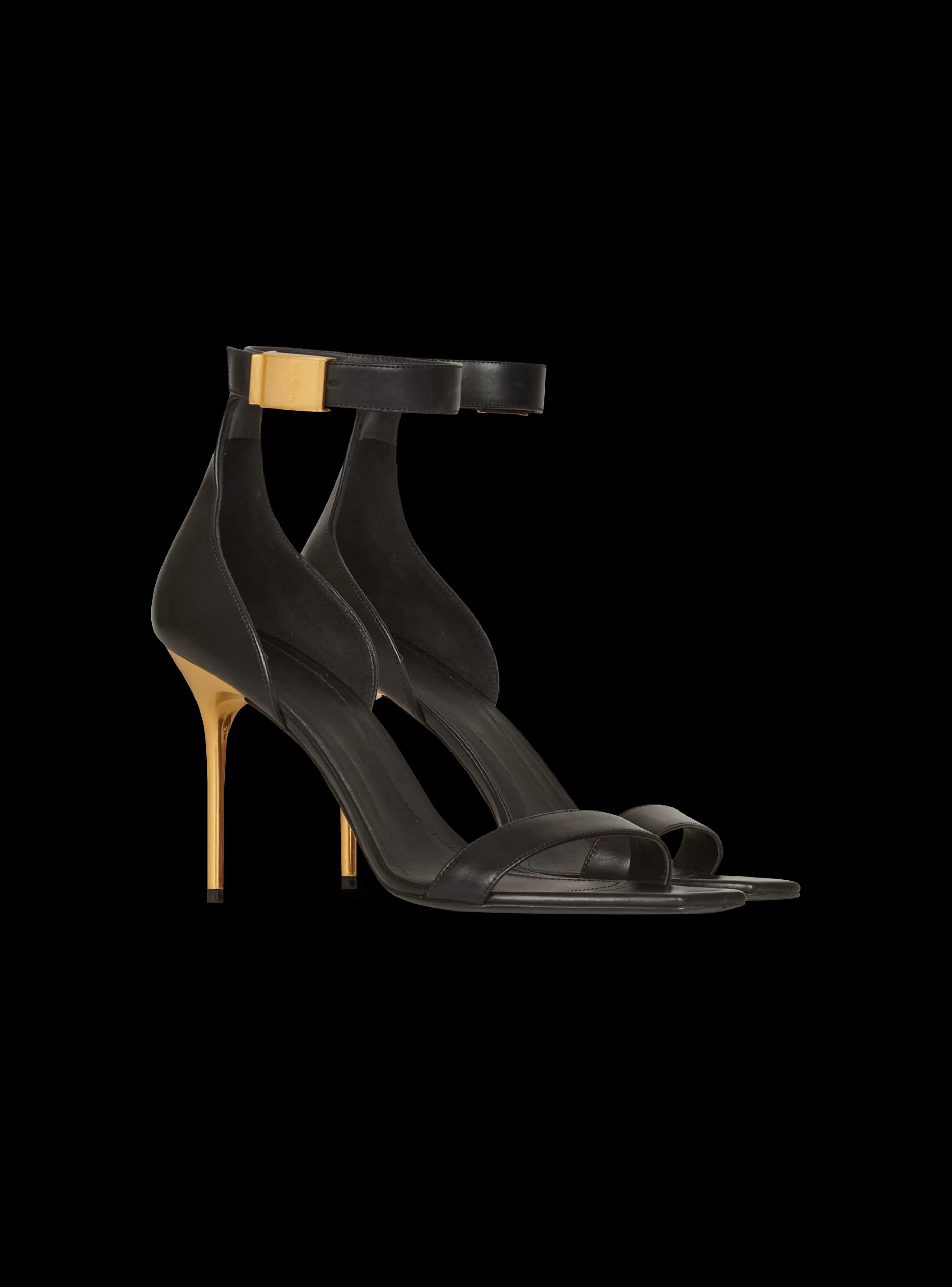 Balmain Scarpe Col Tacco Alto-Leather Uma Sandals black