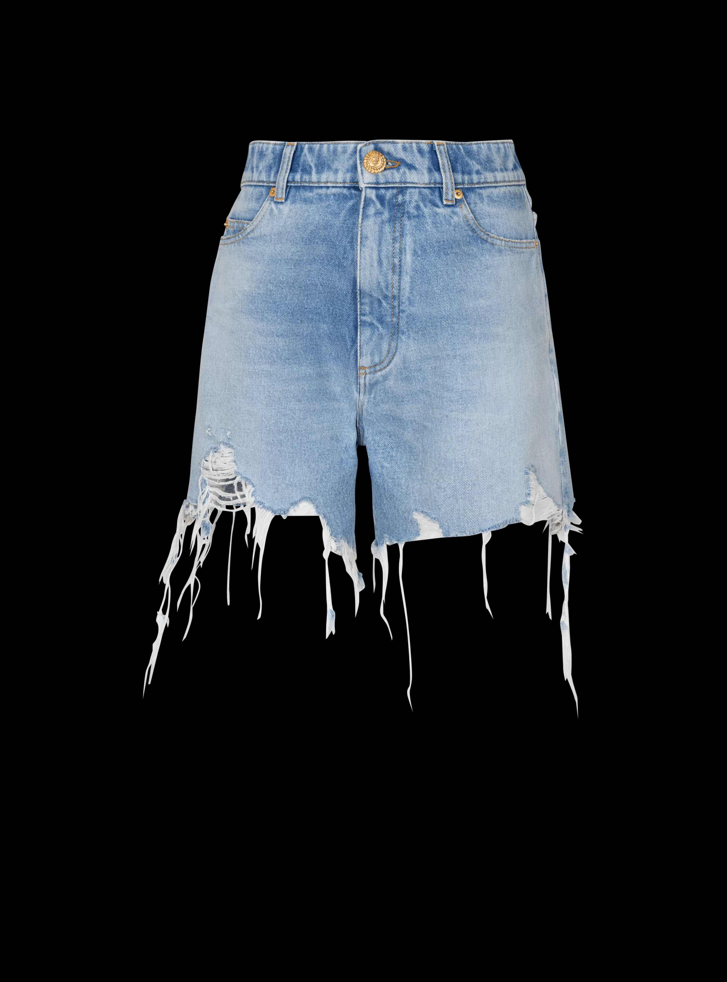Balmain Denim-Light Denim Shorts blue