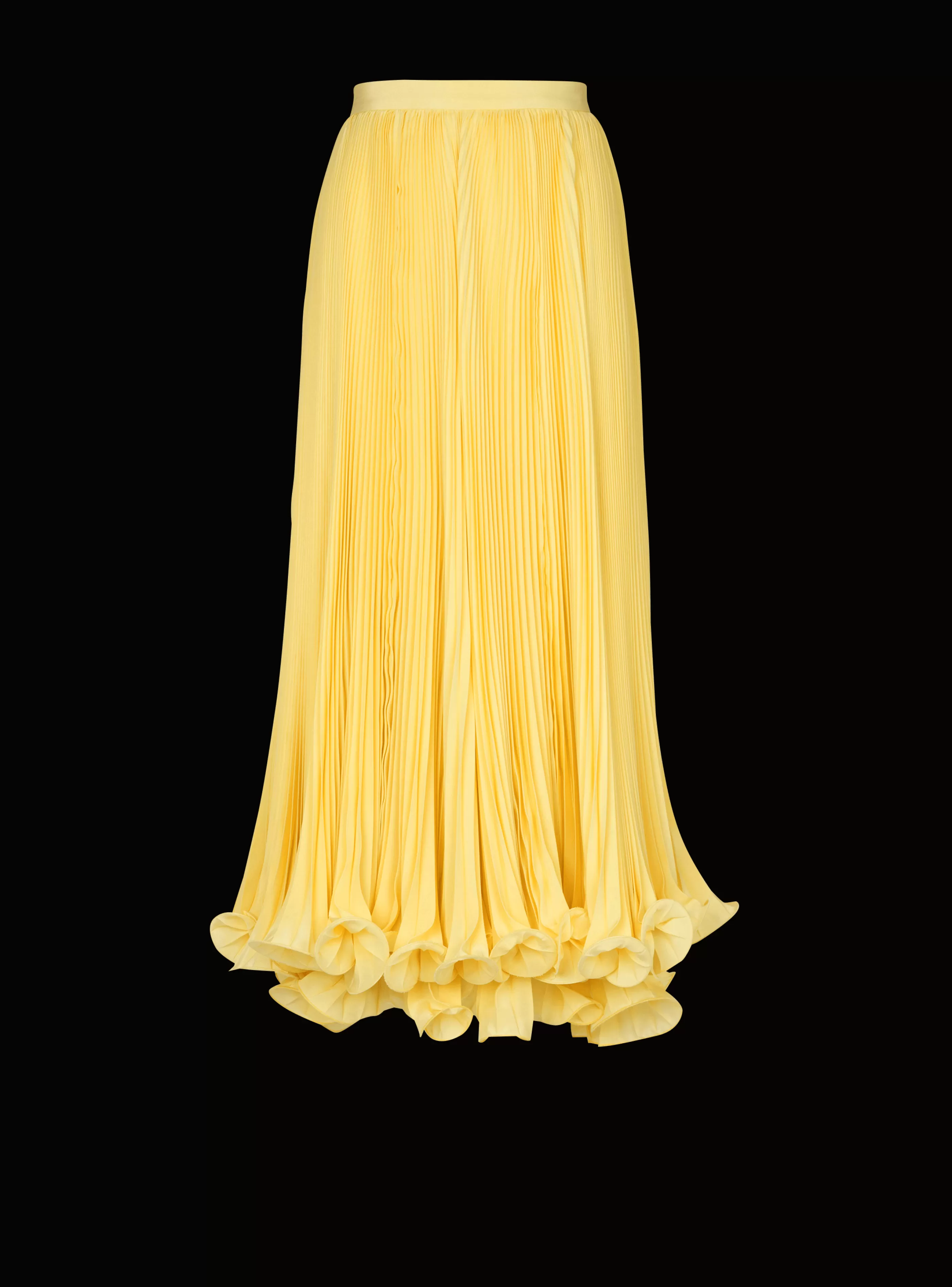 Balmain Gonne-Long Pleated Skirt With Ruffles yellow