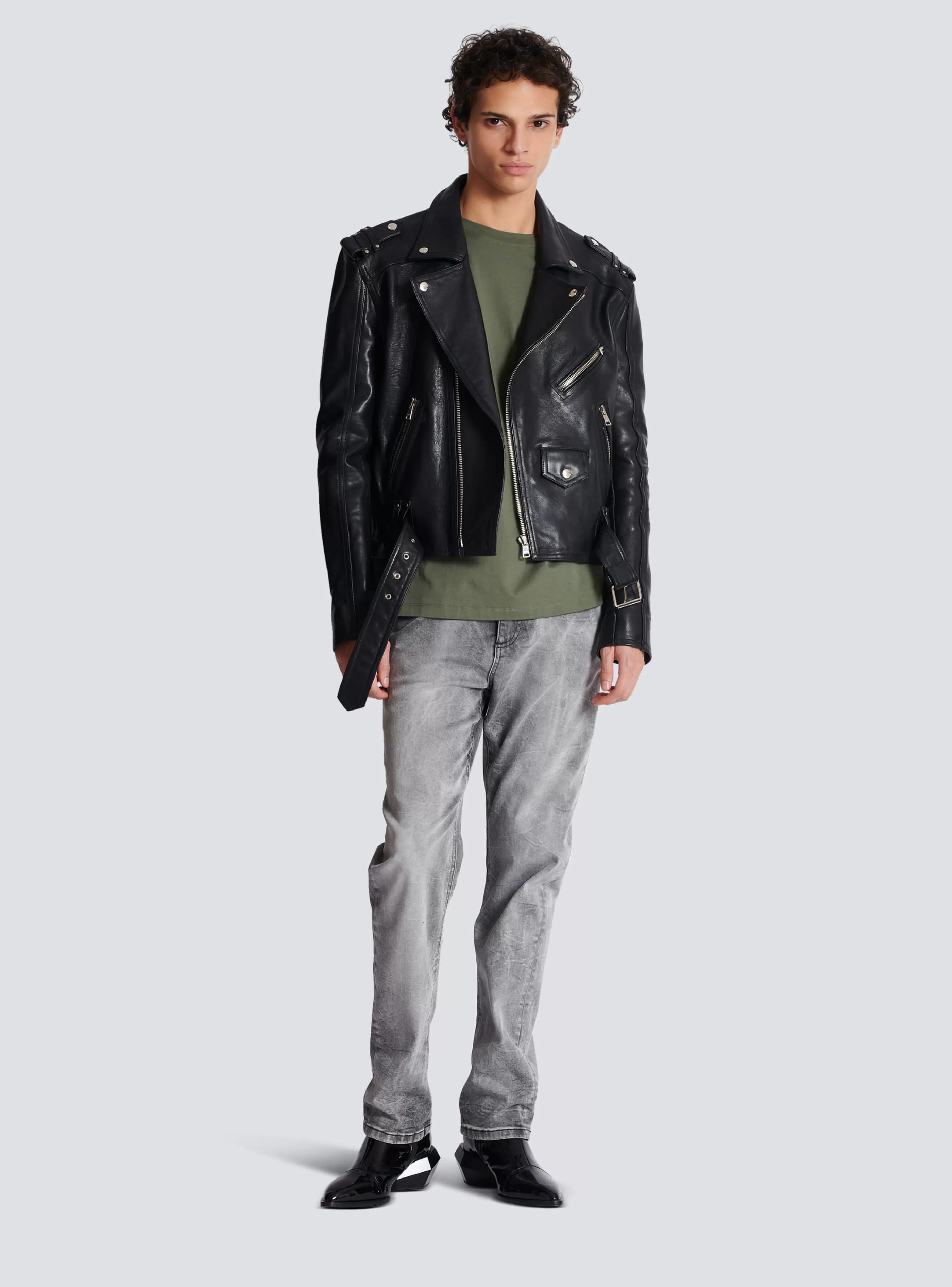 Balmain Abbigliamento Sportivo | T-Shirts-Loose T-shirt With Signature Embroidery khaki