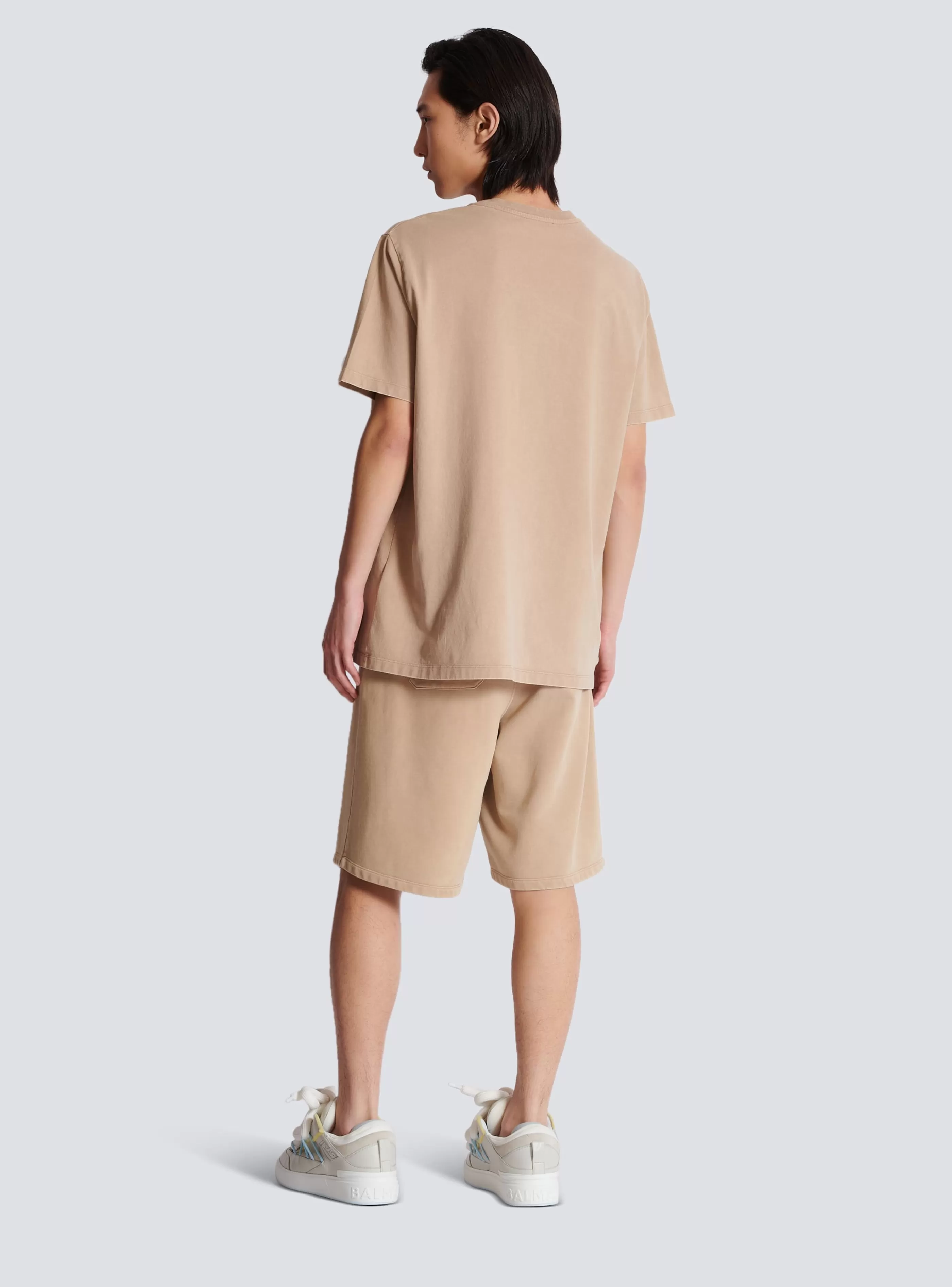 Balmain Abbigliamento Sportivo | T-Shirts-Loose T-shirt With Vintage Embroidery beige