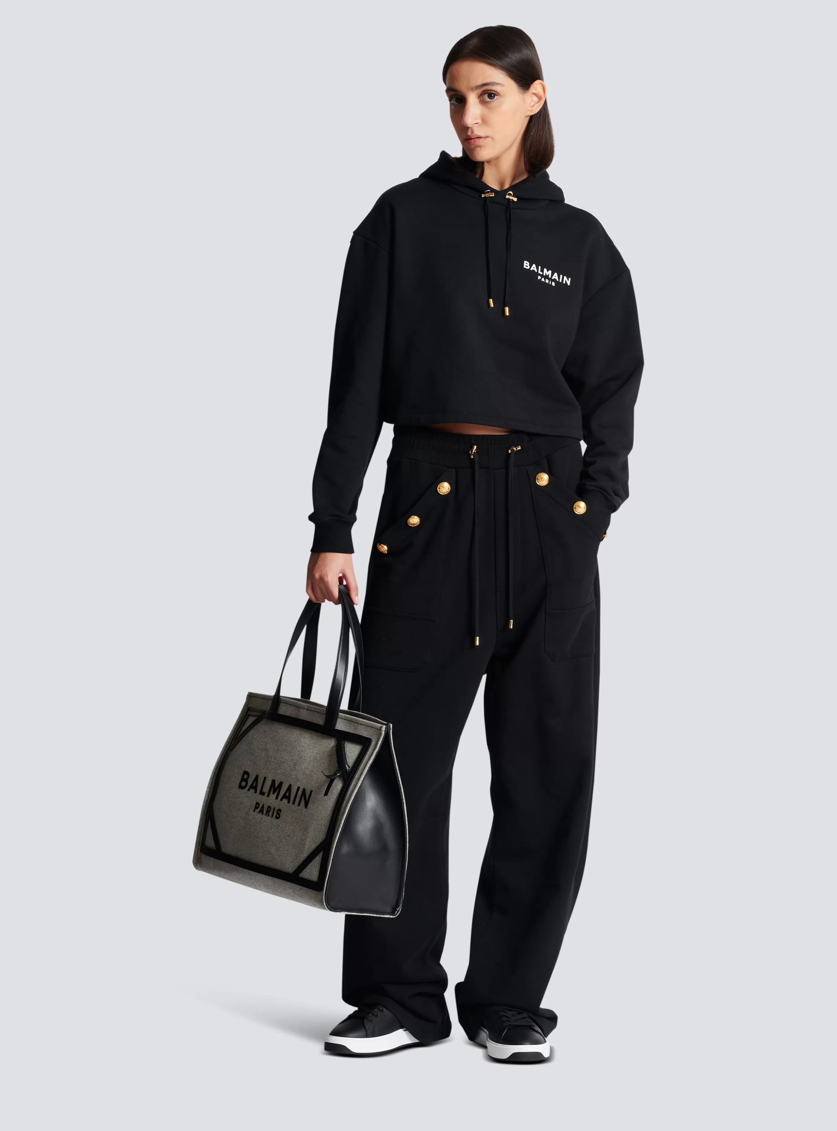 Balmain Pantaloni E Pantaloncini-Loose-fitting Buttoned Joggers black