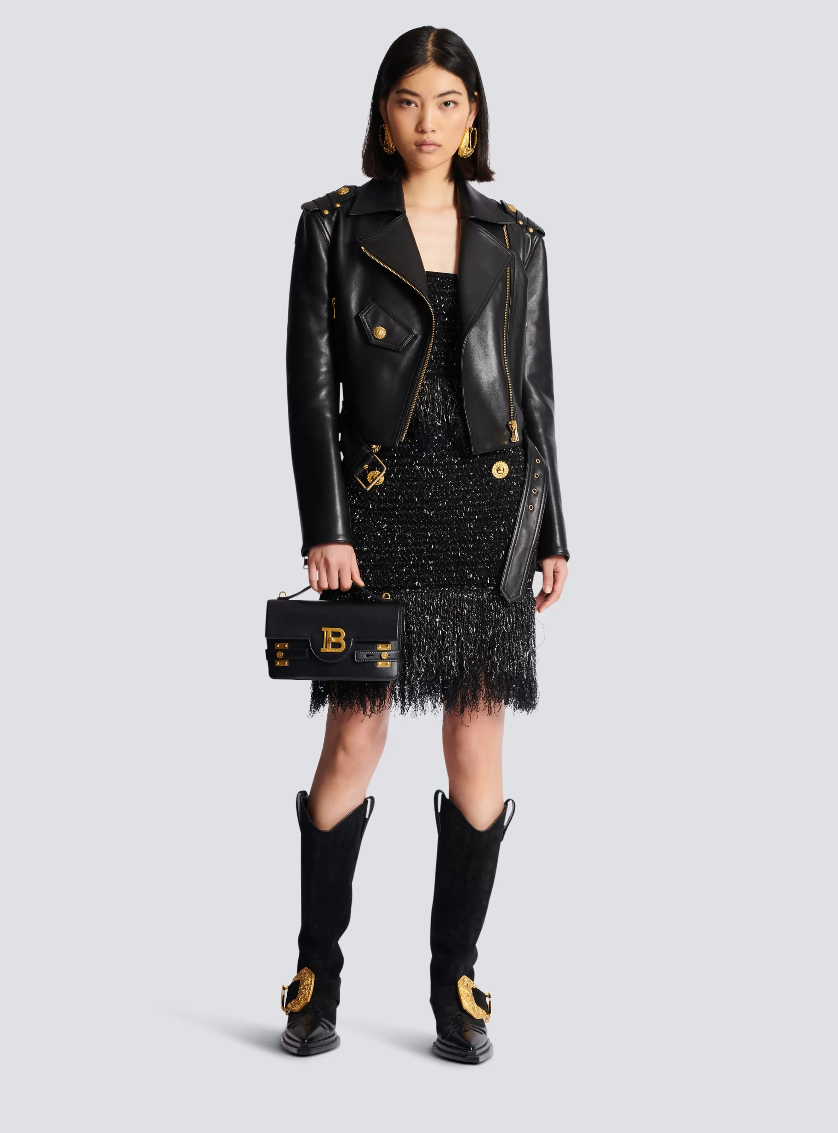 Balmain Top E Camicie-Lurex Tweed Strappy Top black