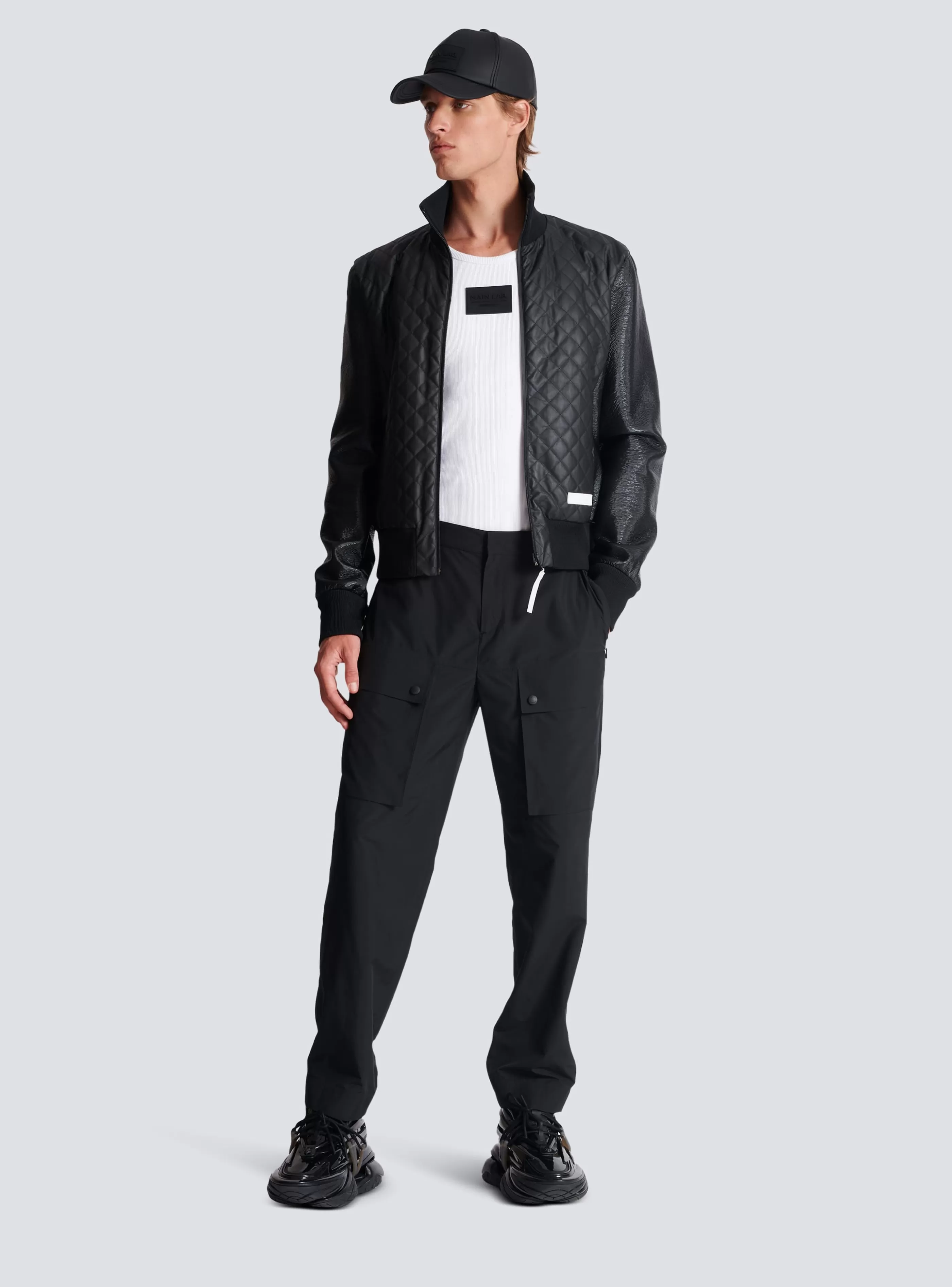 Balmain Capispalla-Main Lab Bomber Jacket black