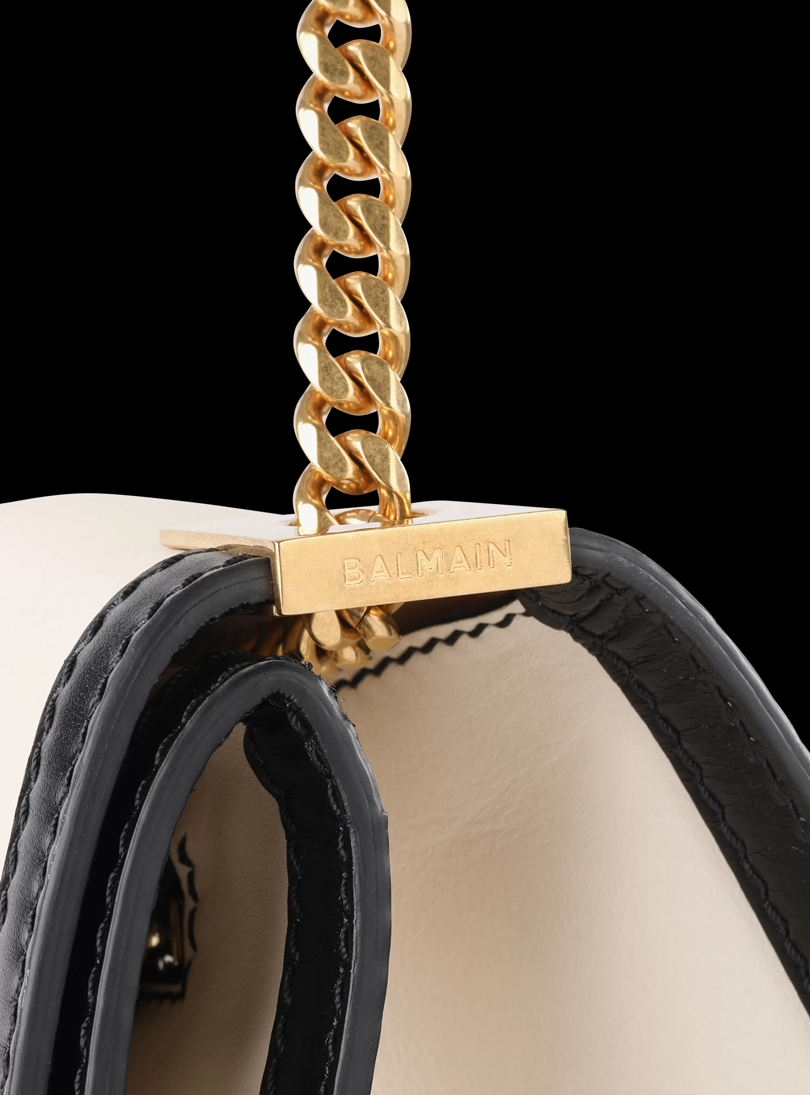 Balmain Borse A Tracolla | Borse 1945 Heritage-Medium-sized Black And Leather 1945 Heritage Bag white