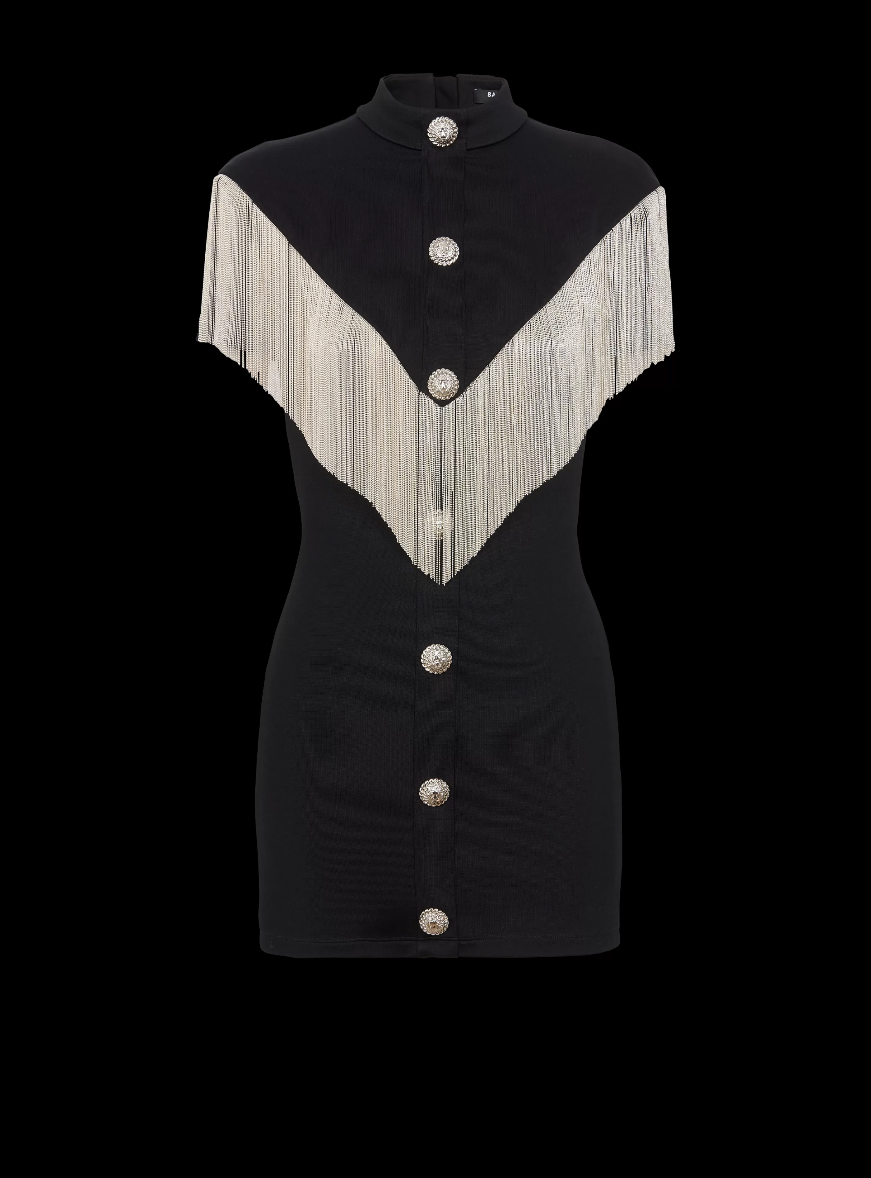Balmain Abiti-Metal Short Fringed Dress black