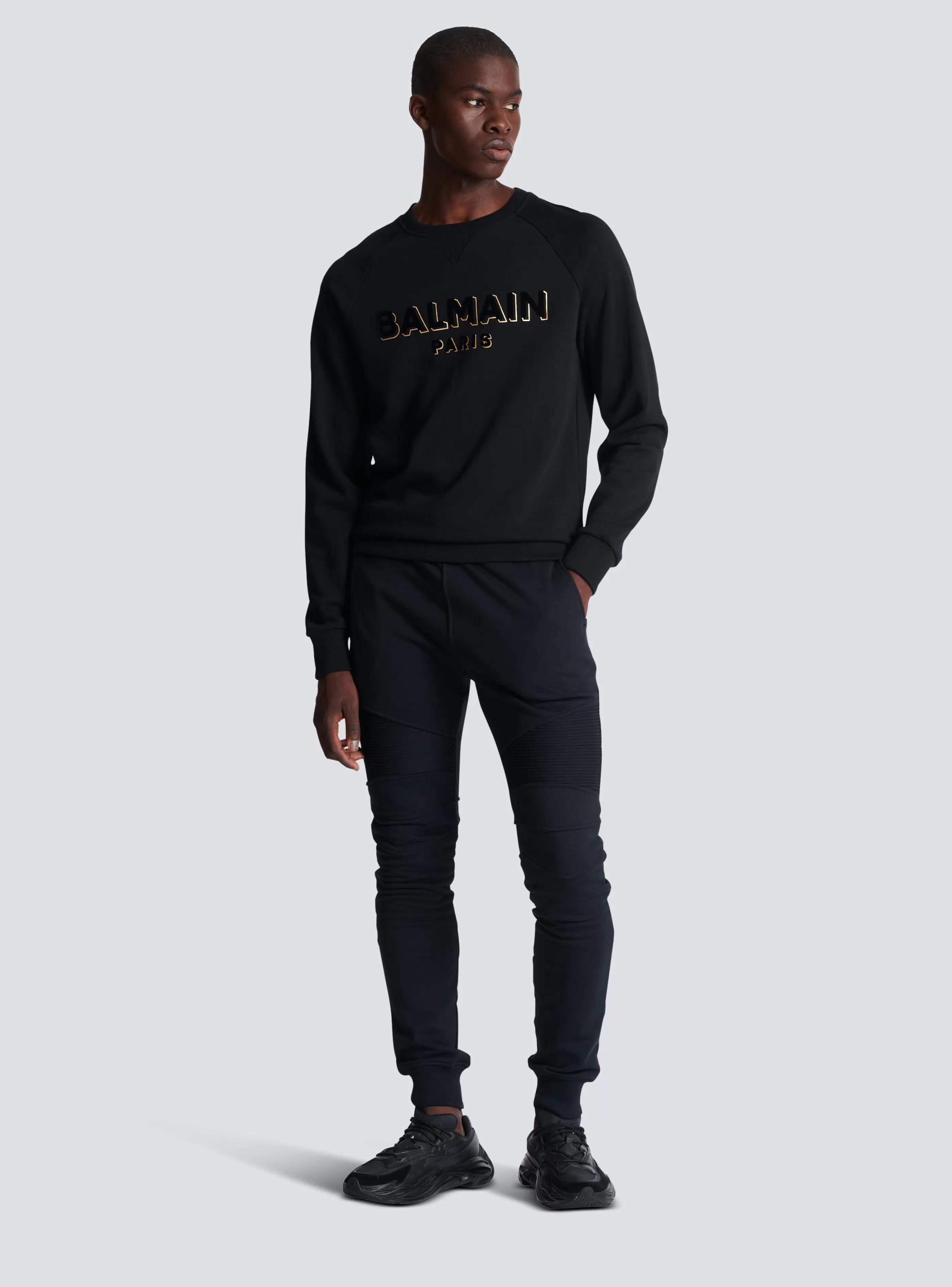 Balmain Abbigliamento Sportivo | Felpe-Metallic Flocked Sweatshirt black