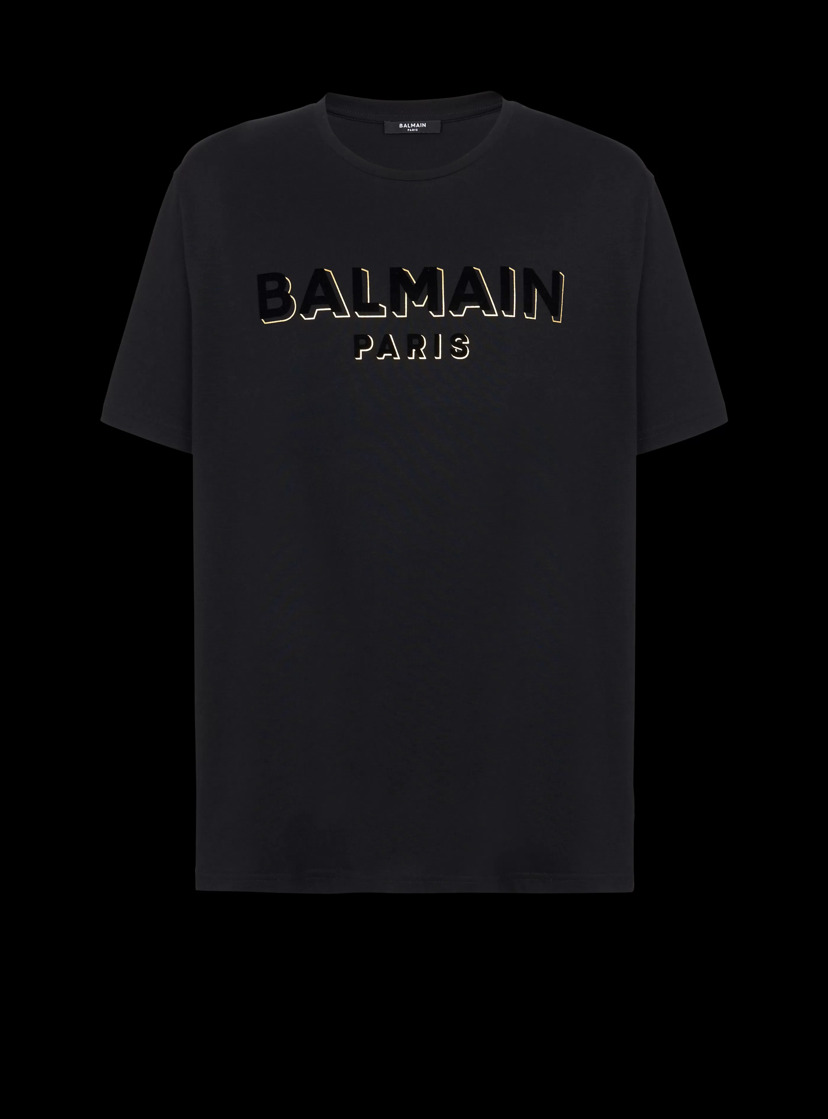 Balmain Abbigliamento Sportivo | T-Shirts-Metallic Flocked T-shirt black