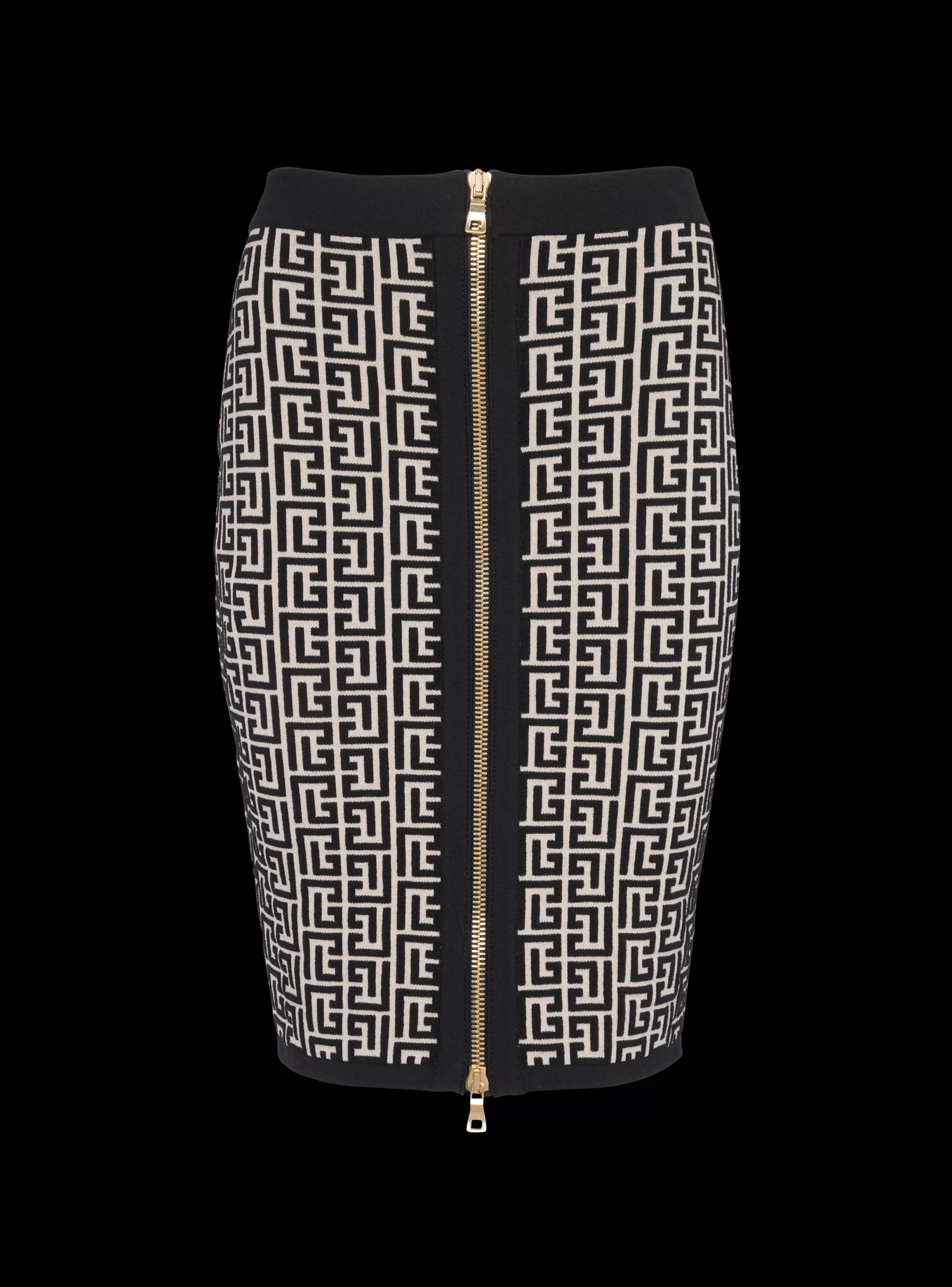 Balmain Gonne-Mid-length Knit Skirt With Monogram black