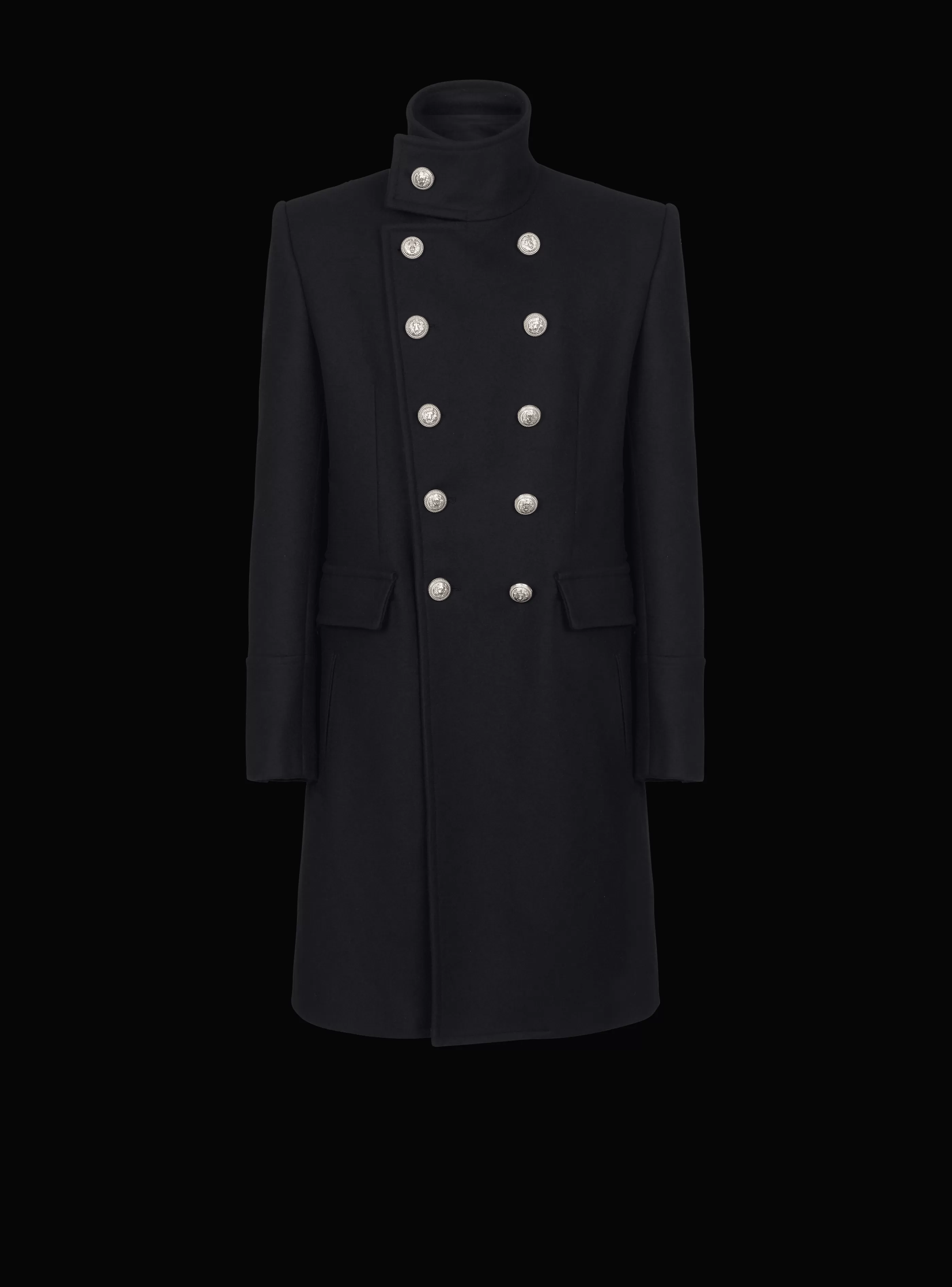 Balmain Capispalla-Mid-length Military-style Coat black