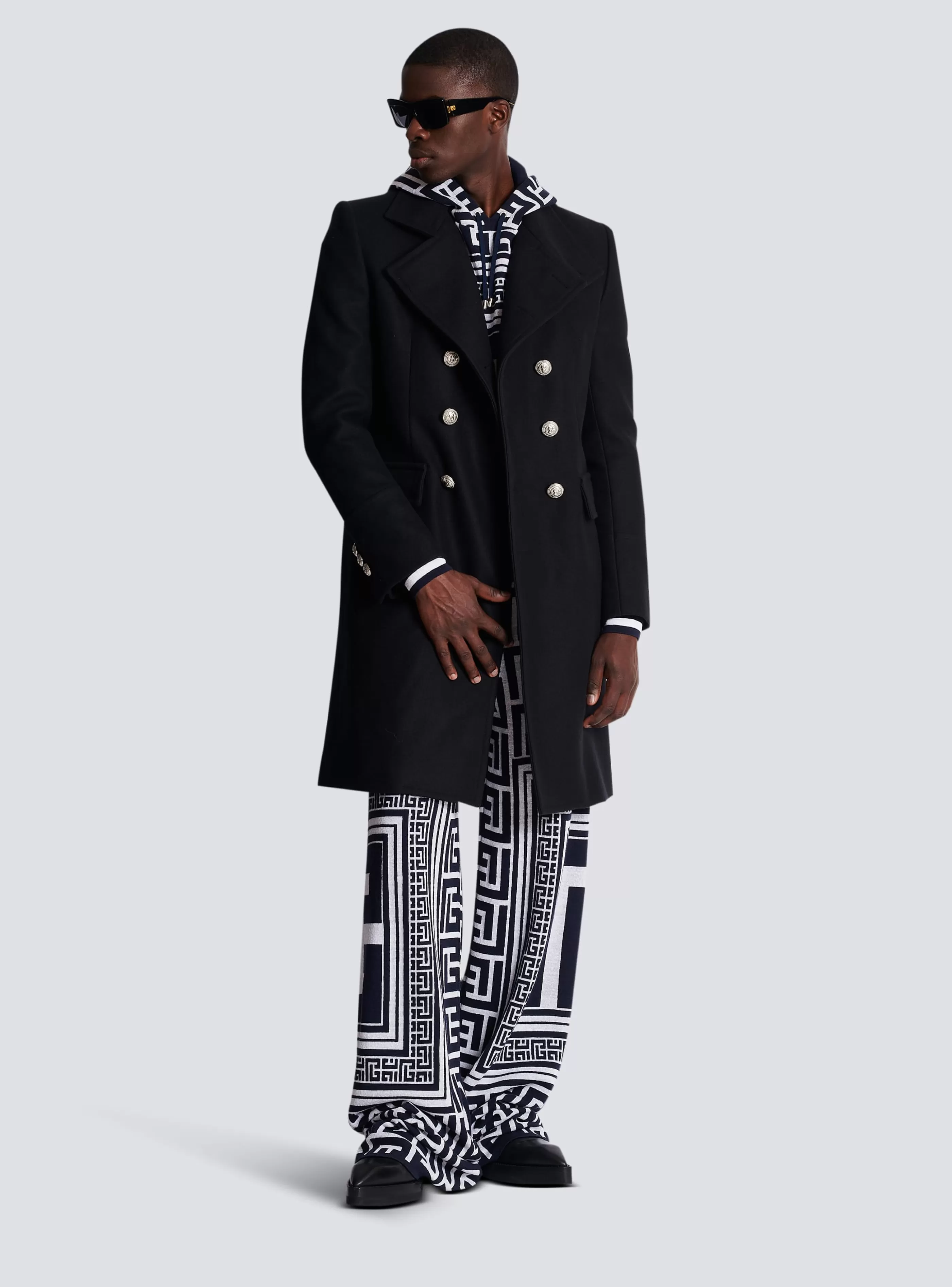 Balmain Capispalla-Mid-length Military-style Coat black
