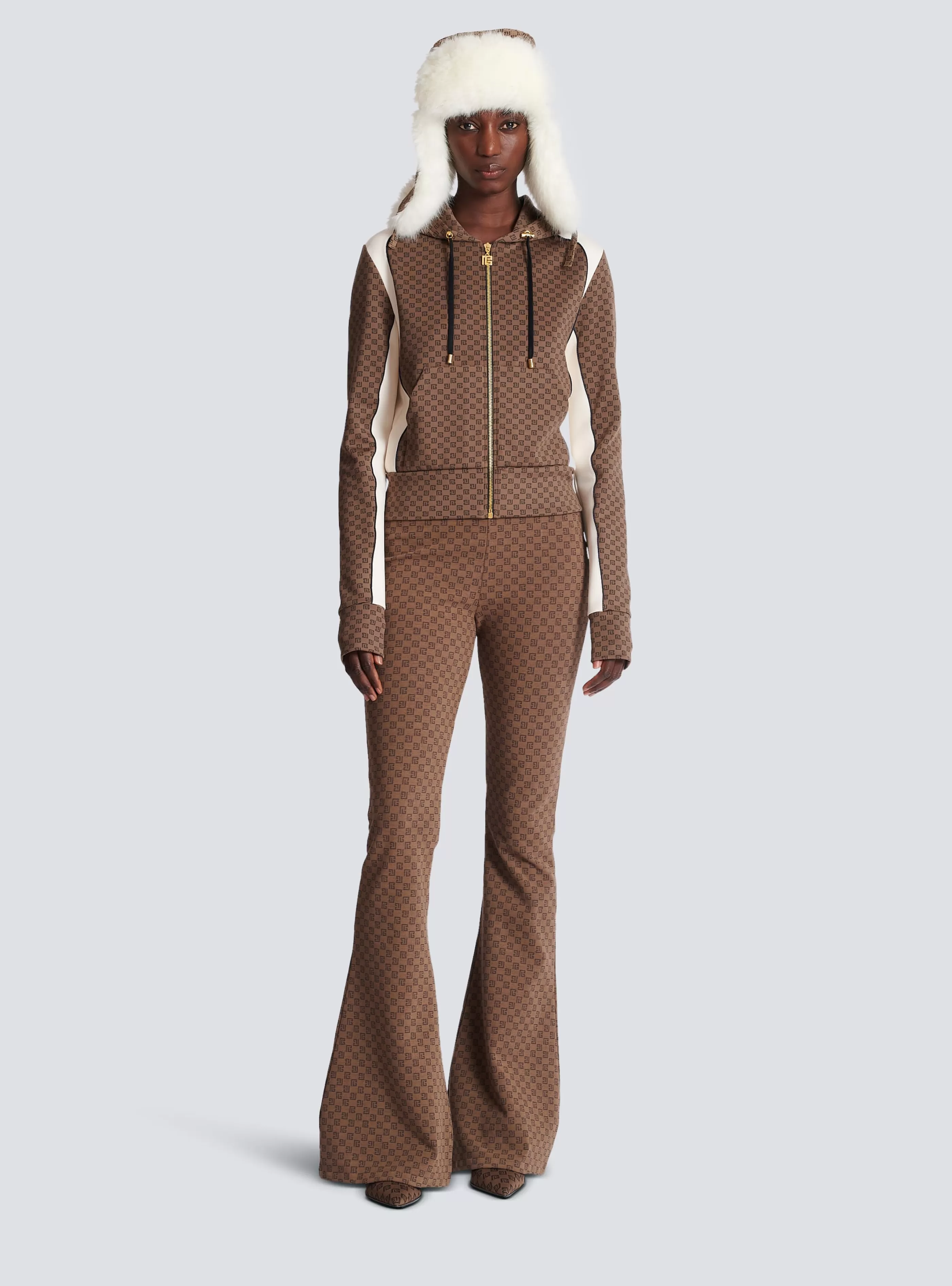 Balmain Felpe-Mini Monogram Hoodie brown