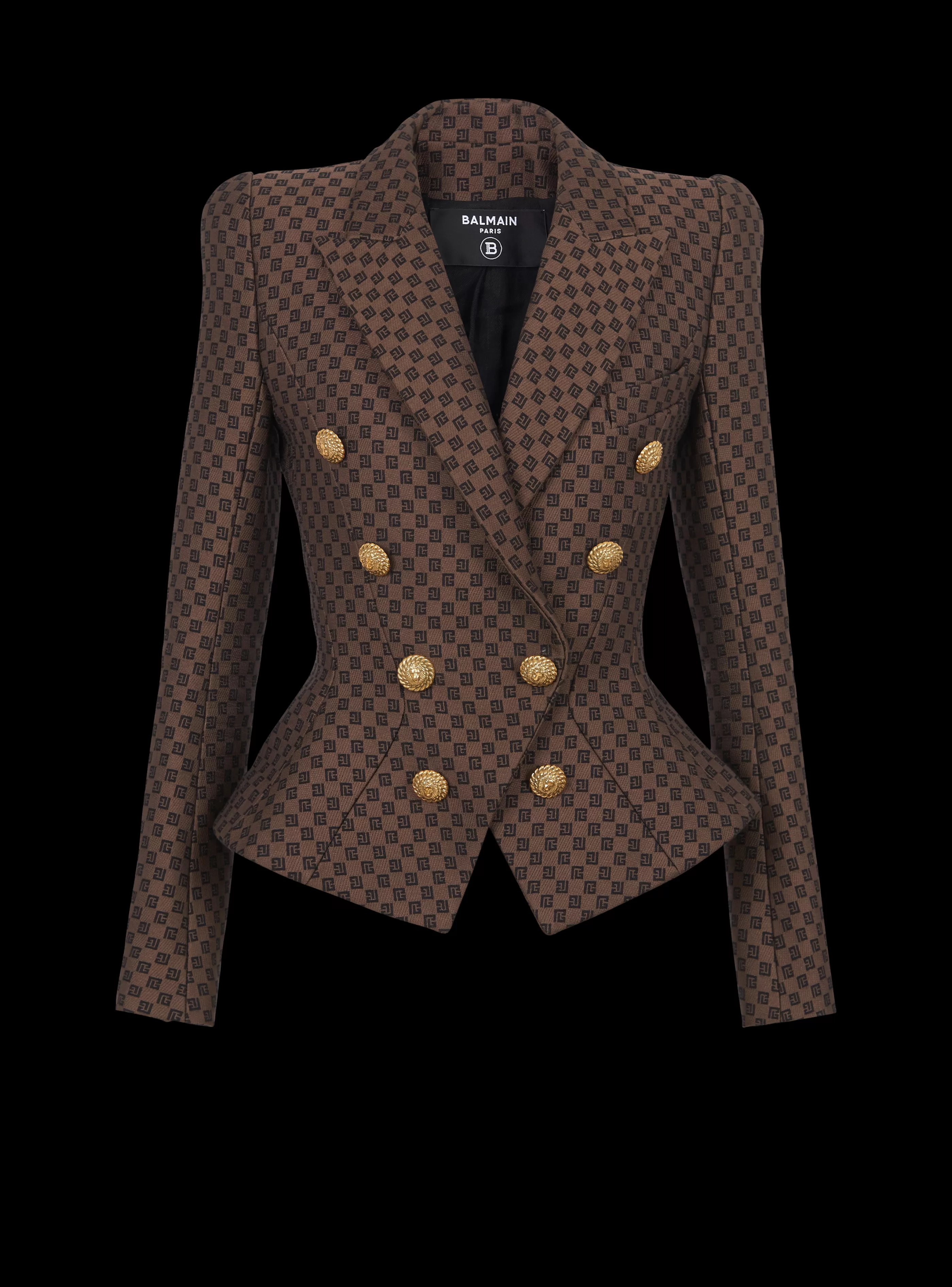 Balmain Giacche E Blazer-Mini Monogram Jacquard Jacket brown