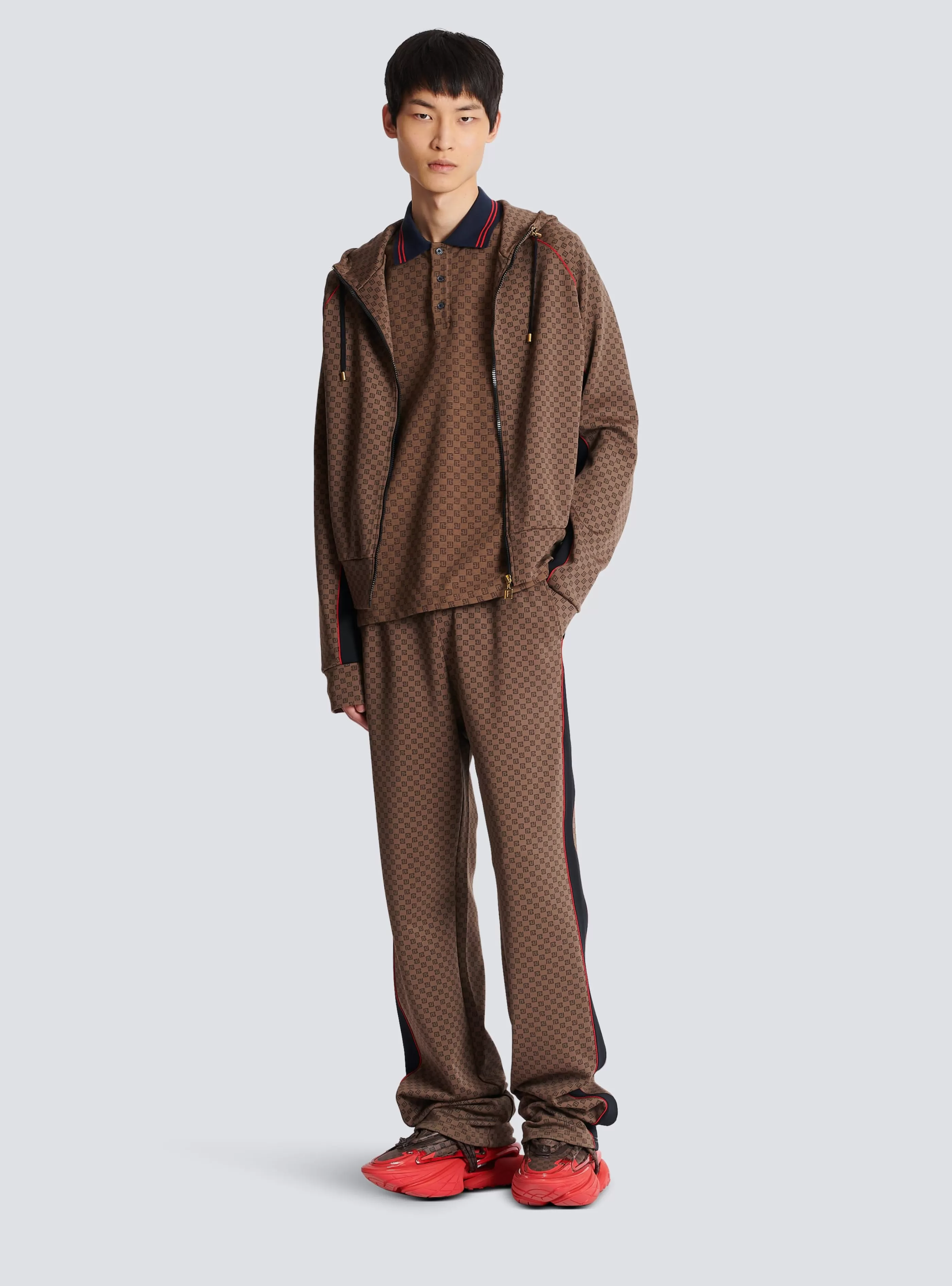 Balmain Camicie E Polo-Mini Monogram Jacquard Polo brown