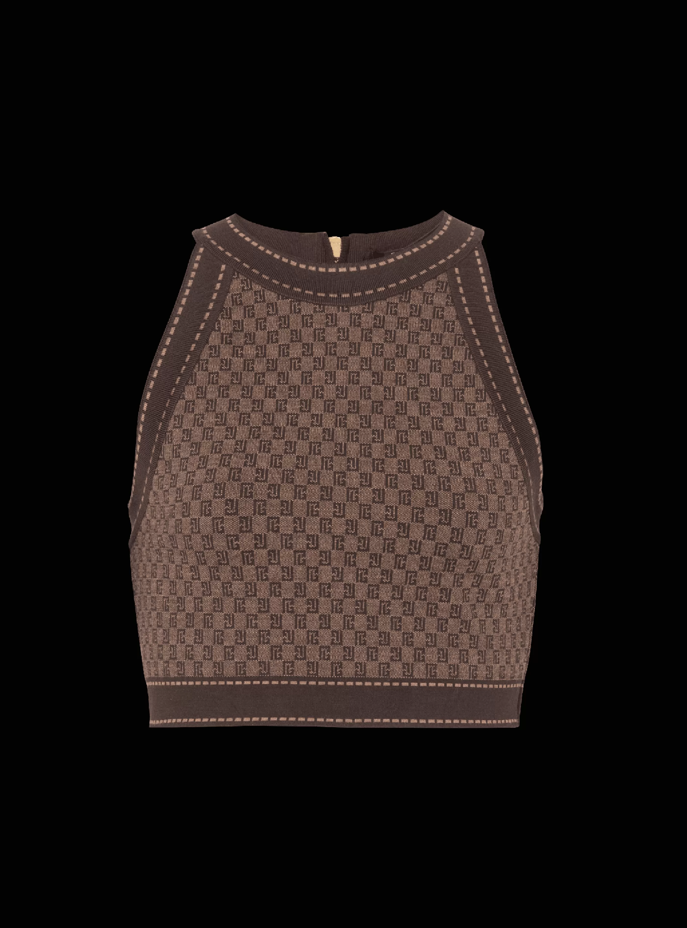 Balmain Maglieria | Top E Camicie-Mini Monogram Jacquard Top brown