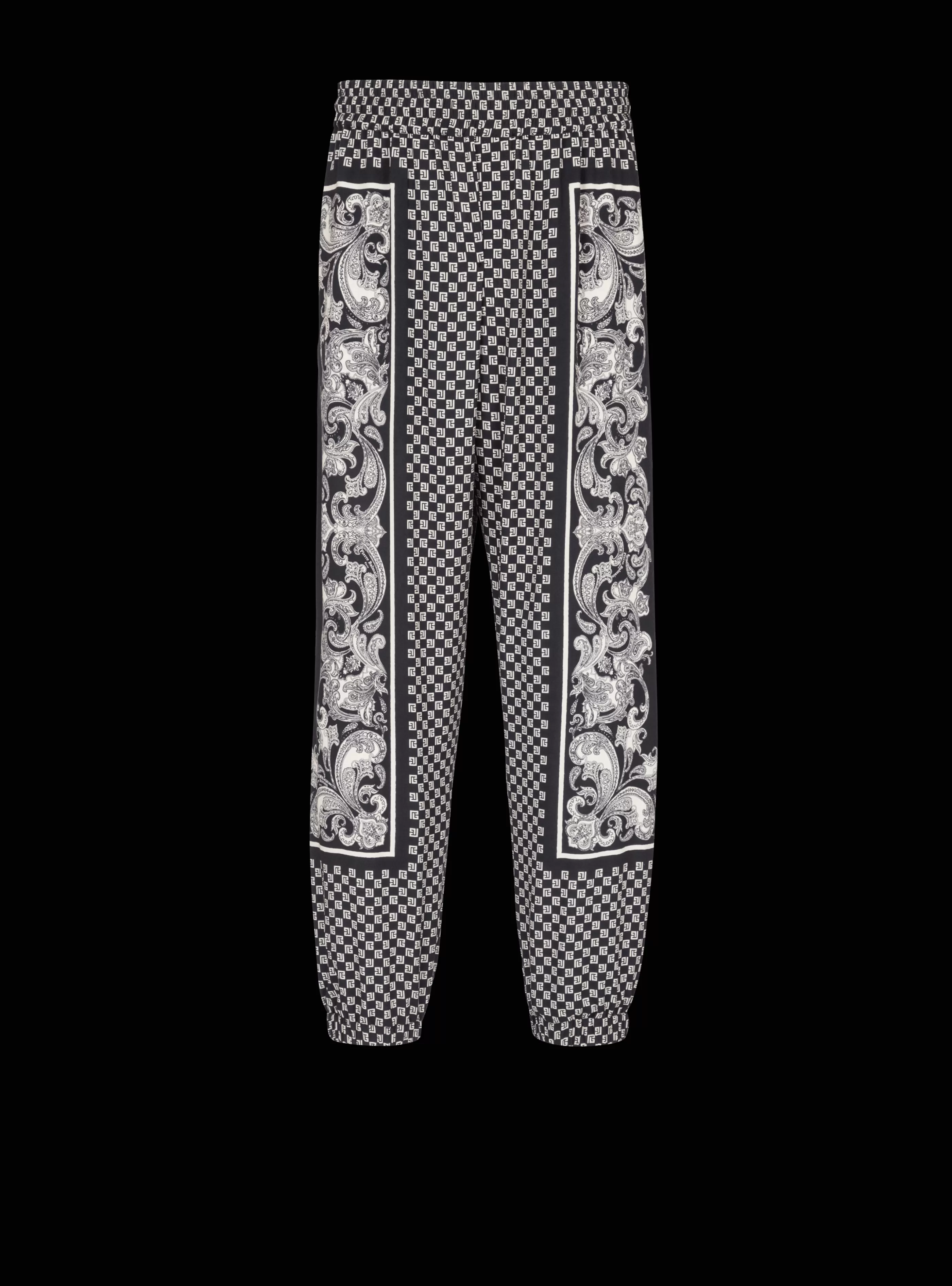Balmain Pantaloni E Pantaloncini-Mini Monogram Paisley Print Trousers black