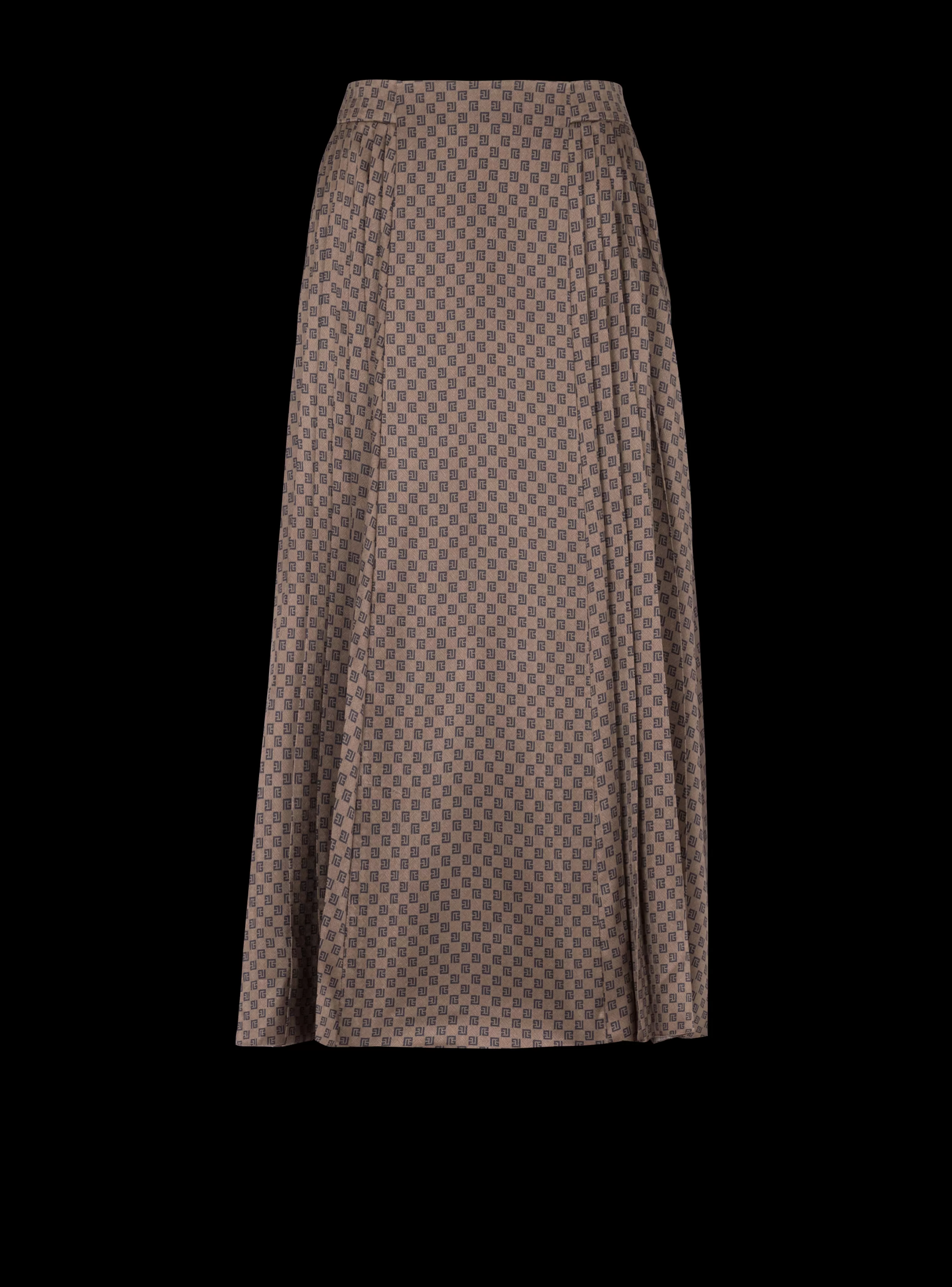 Balmain Gonne-Mini Monogram Pleated Midi Skirt brown
