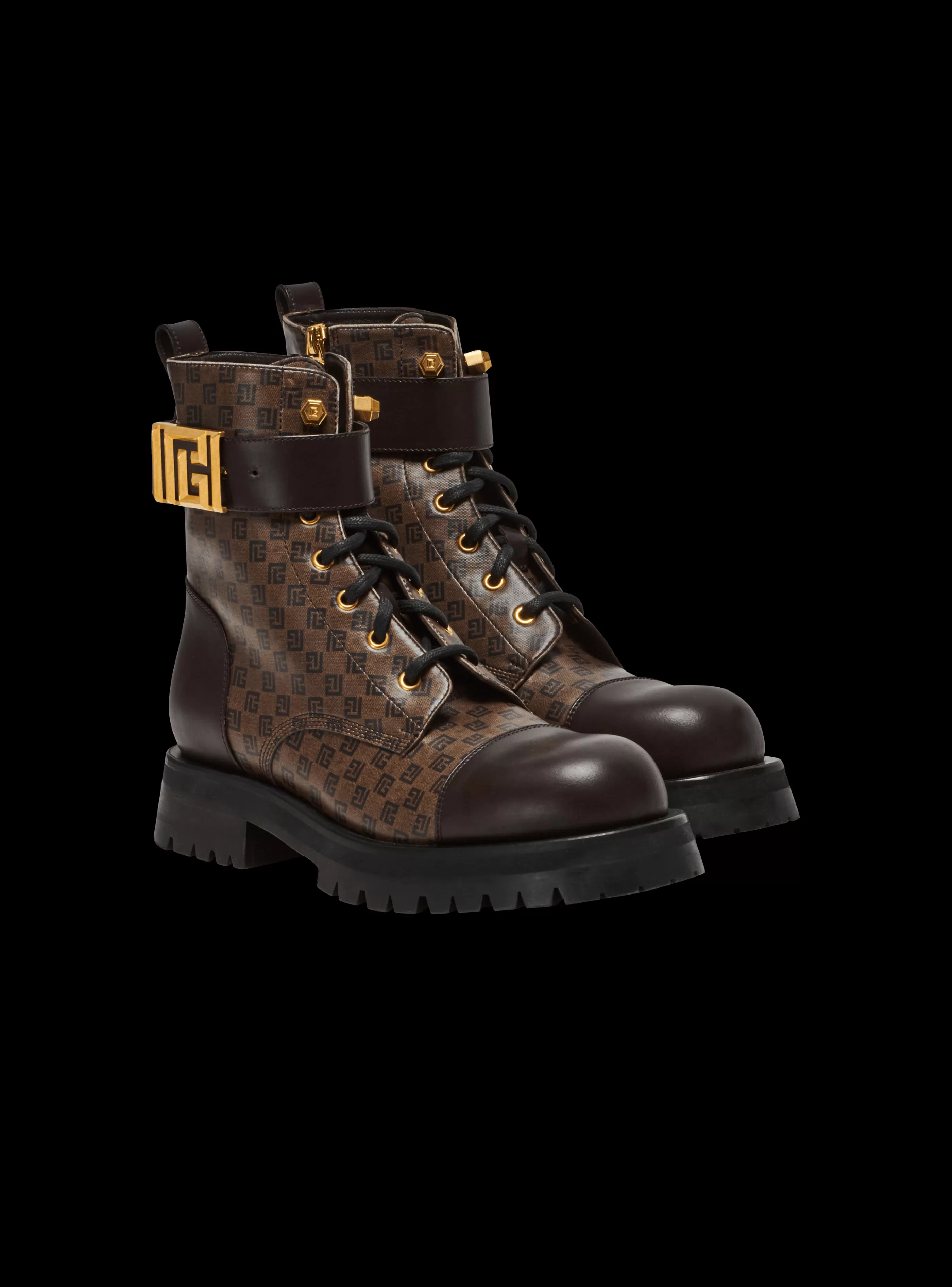 Balmain Stivali-Mini Monogram Romy Army Boots brown
