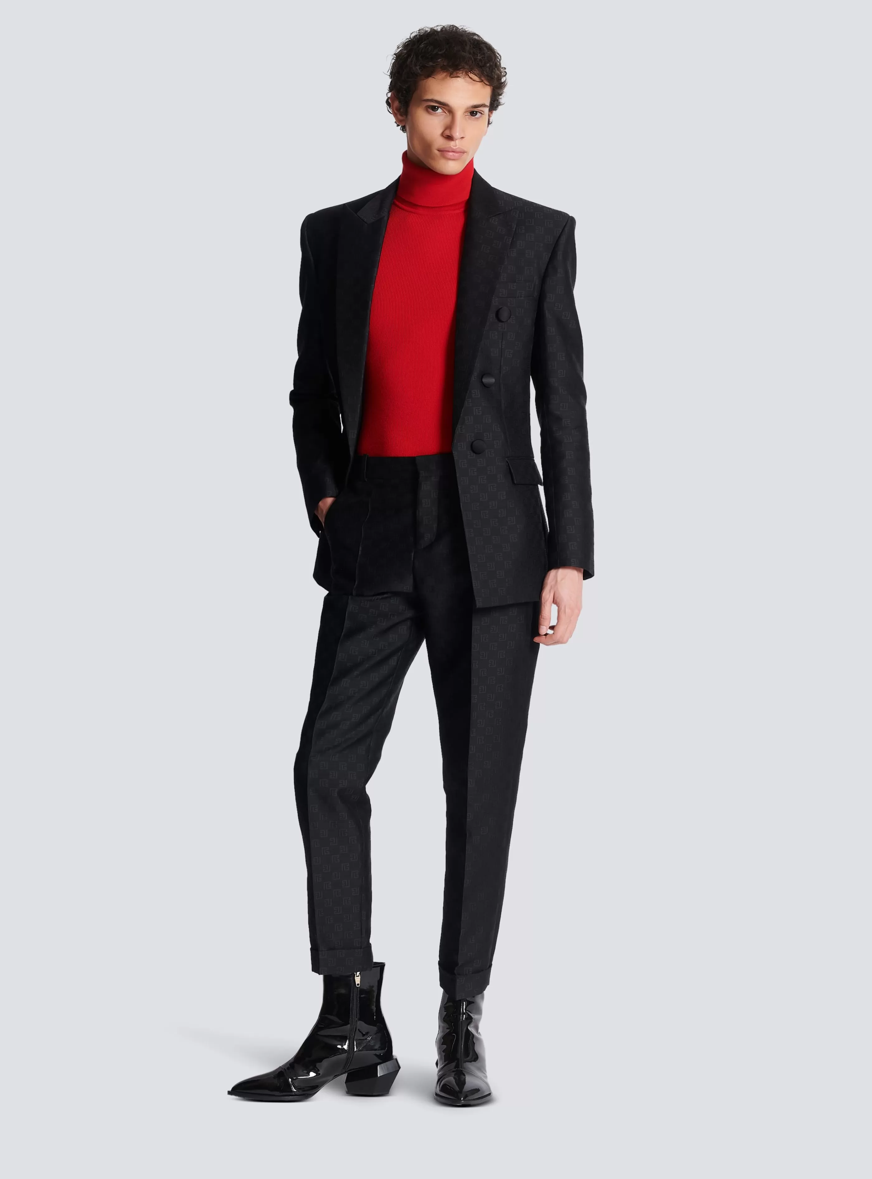 Balmain Giacche E Blazers-Mini Monogram Satin Jacket black