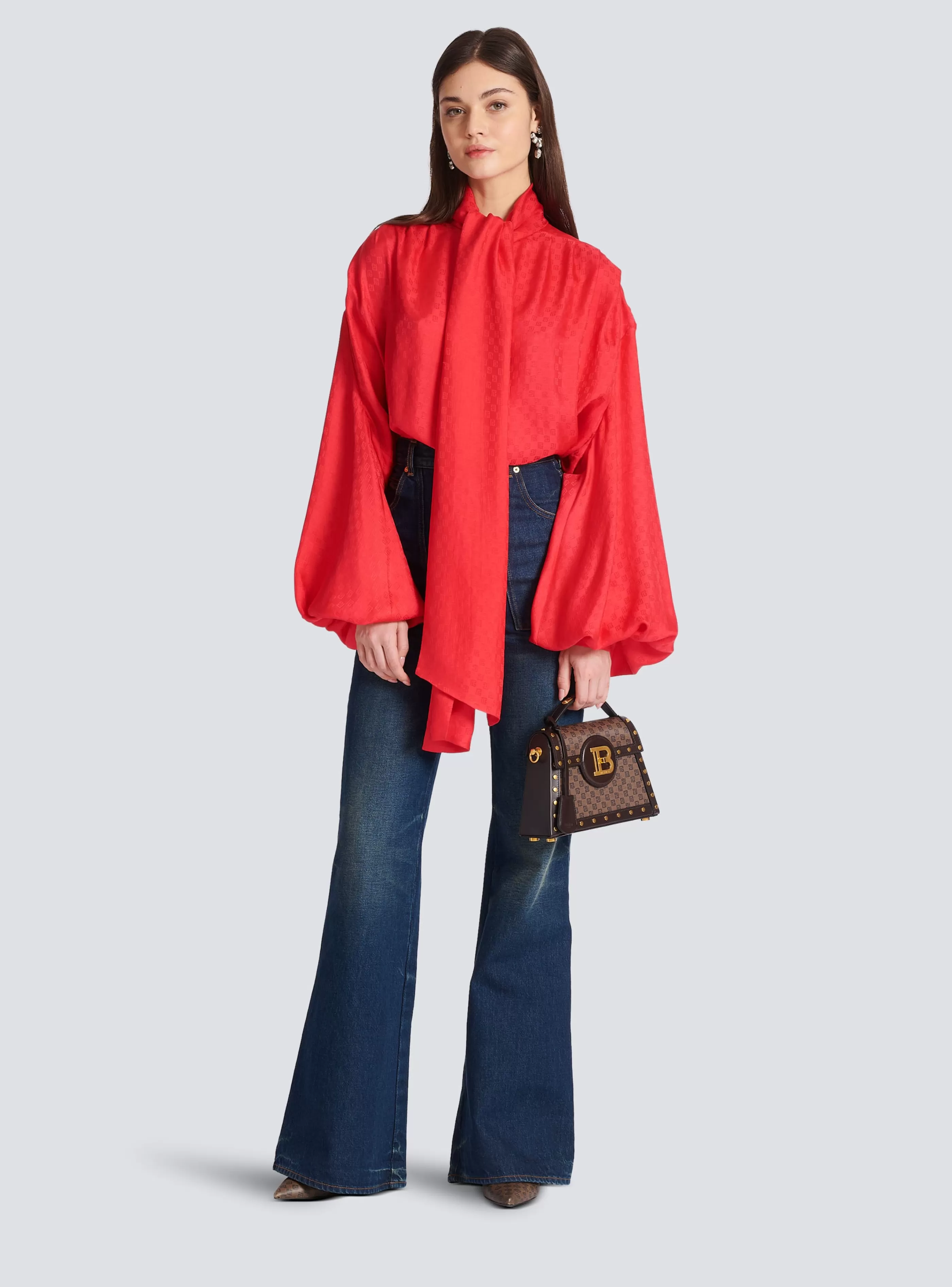 Balmain Top E Camicie-Mini Monogram Silk Shirt pink