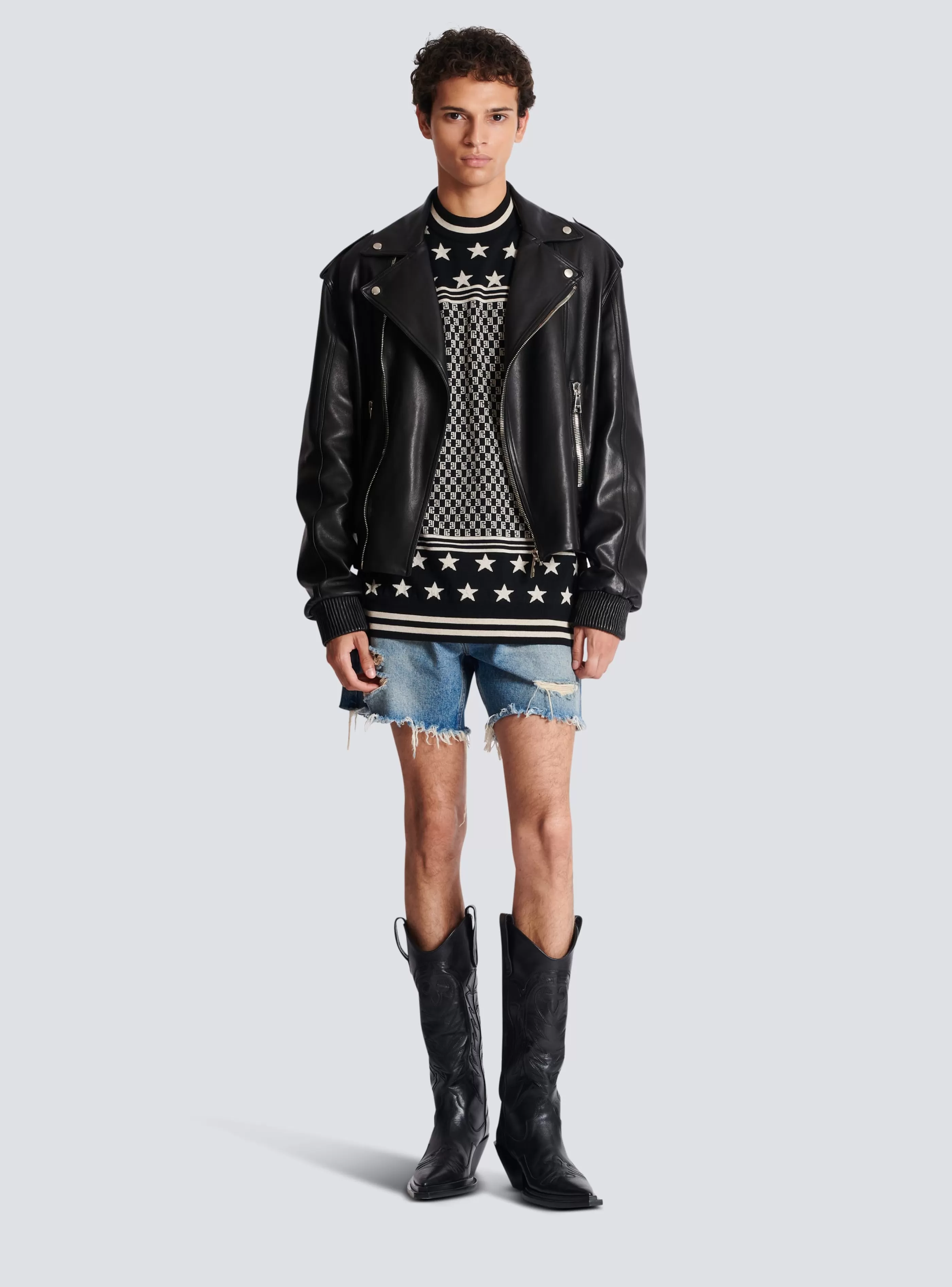 Balmain Maglieria-Mini Monogram Stars Jumper black