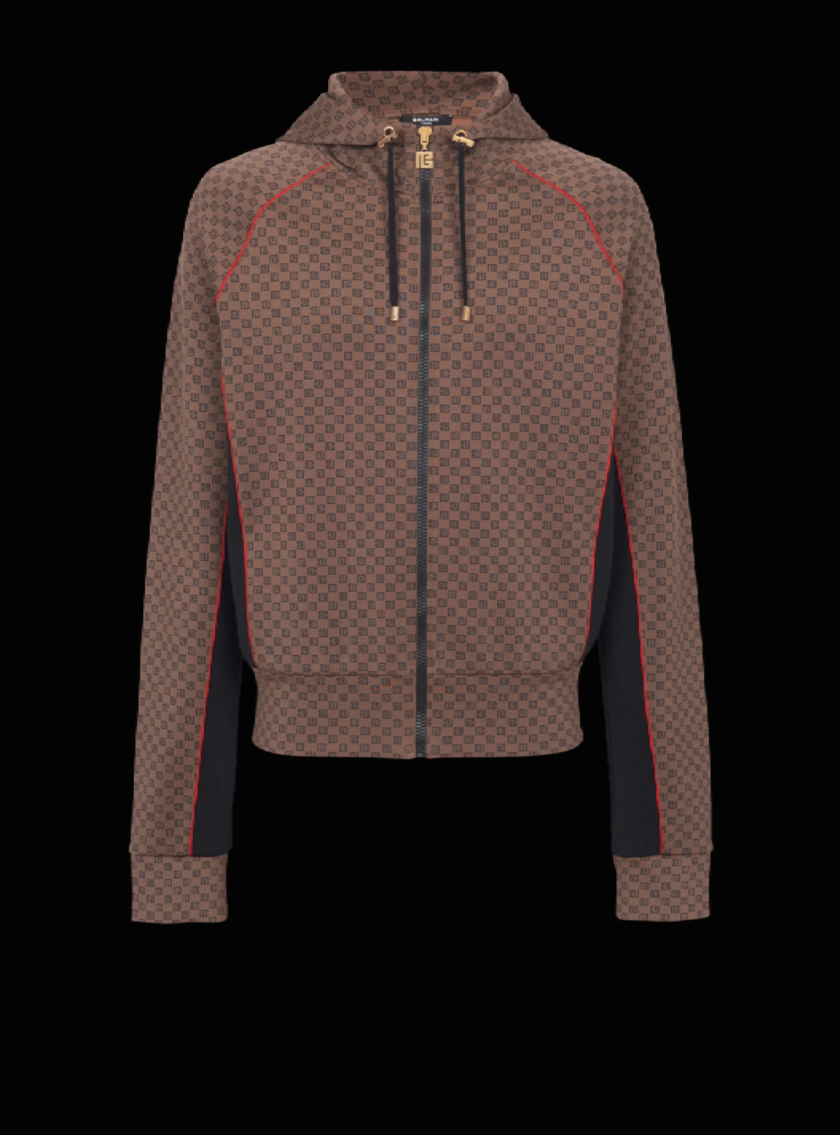 Balmain Abbigliamento Sportivo | Felpe-Mini Monogram Tracksuit Jacket brown