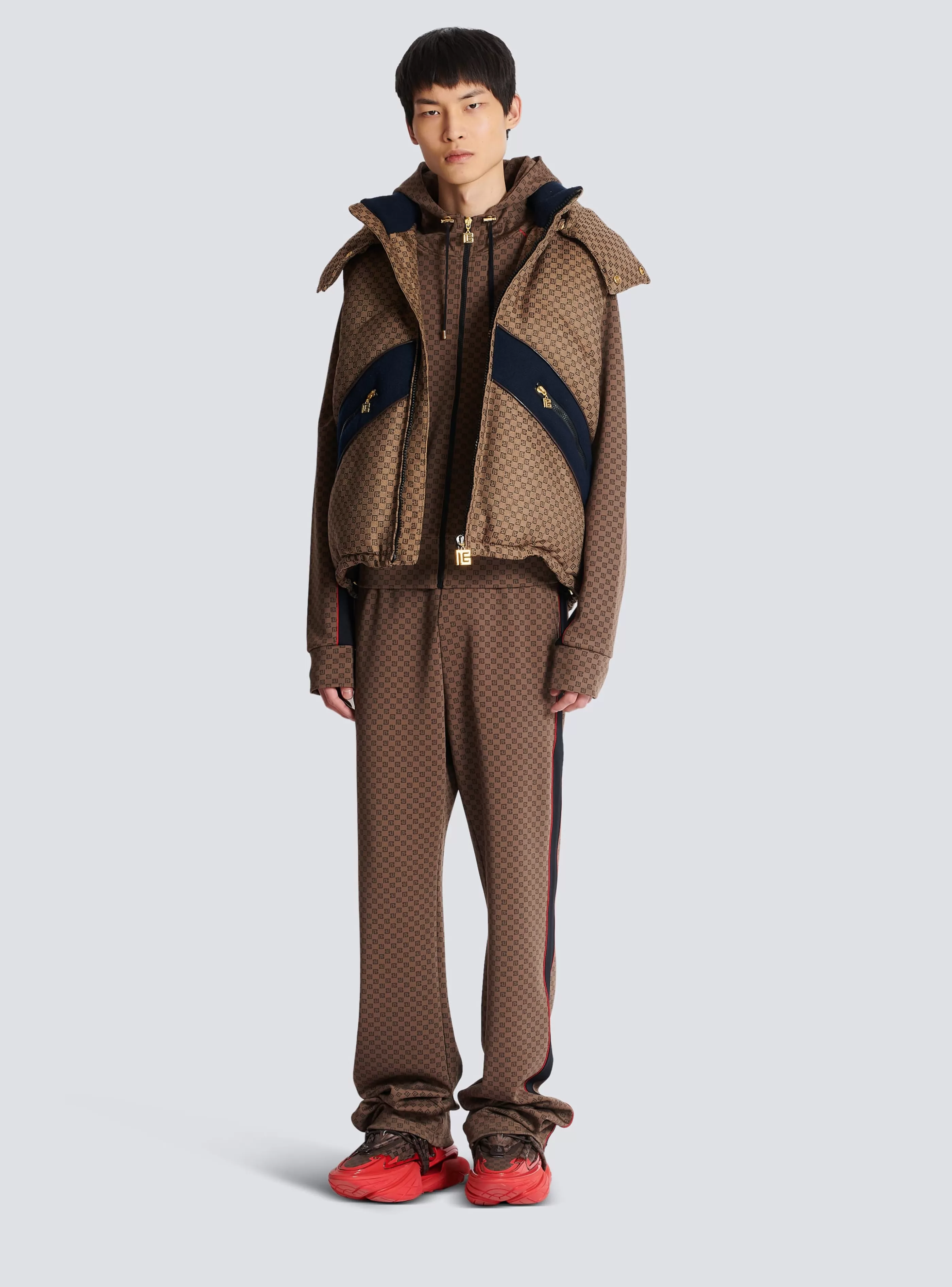 Balmain Abbigliamento Sportivo | Felpe-Mini Monogram Tracksuit Jacket brown