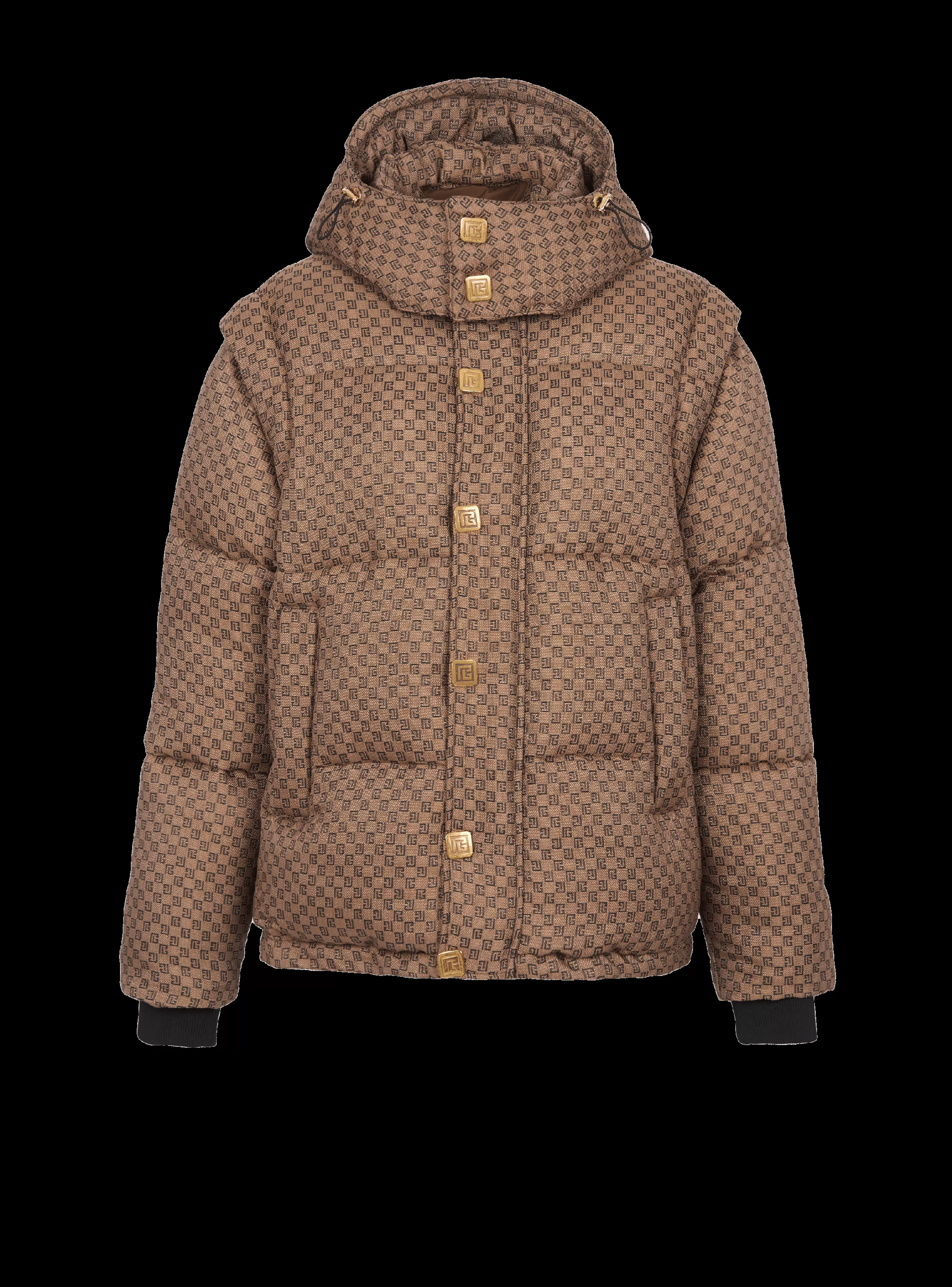Balmain Capispalla-Mini Monogrammed Down Jacket brown