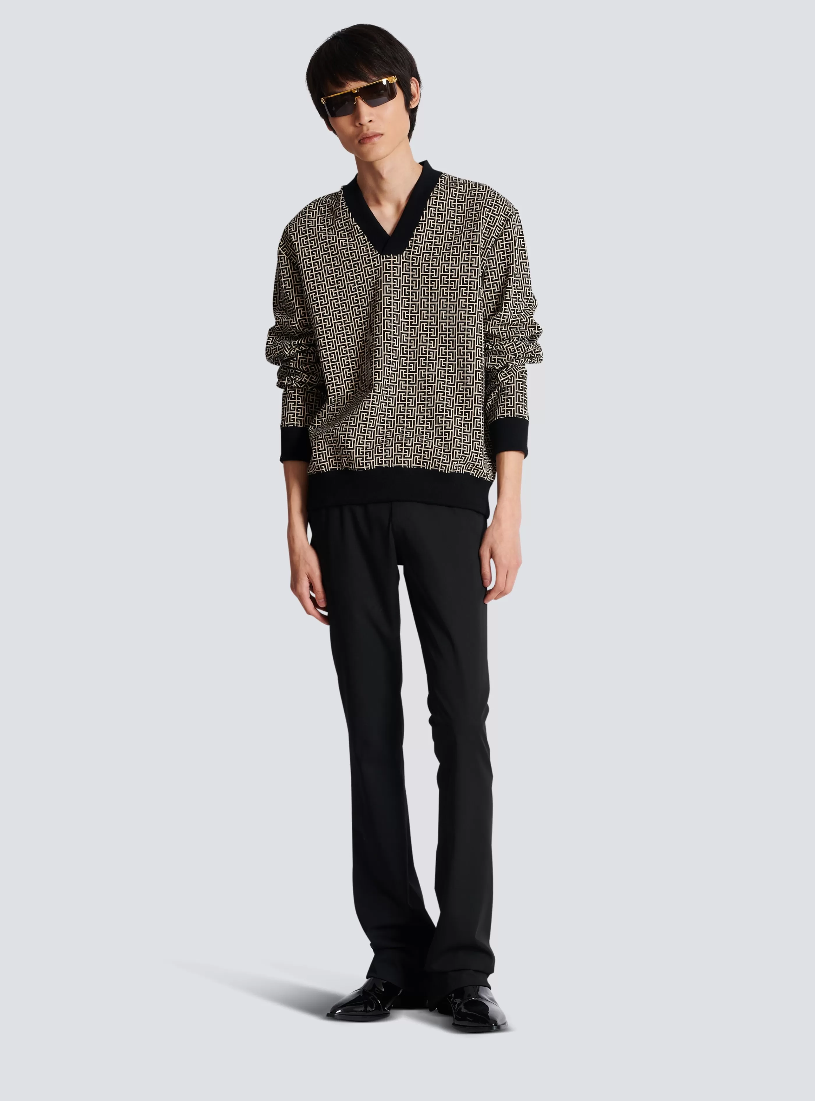Balmain Felpe-Mini Monogrammed Jacquard Sweatshirt black