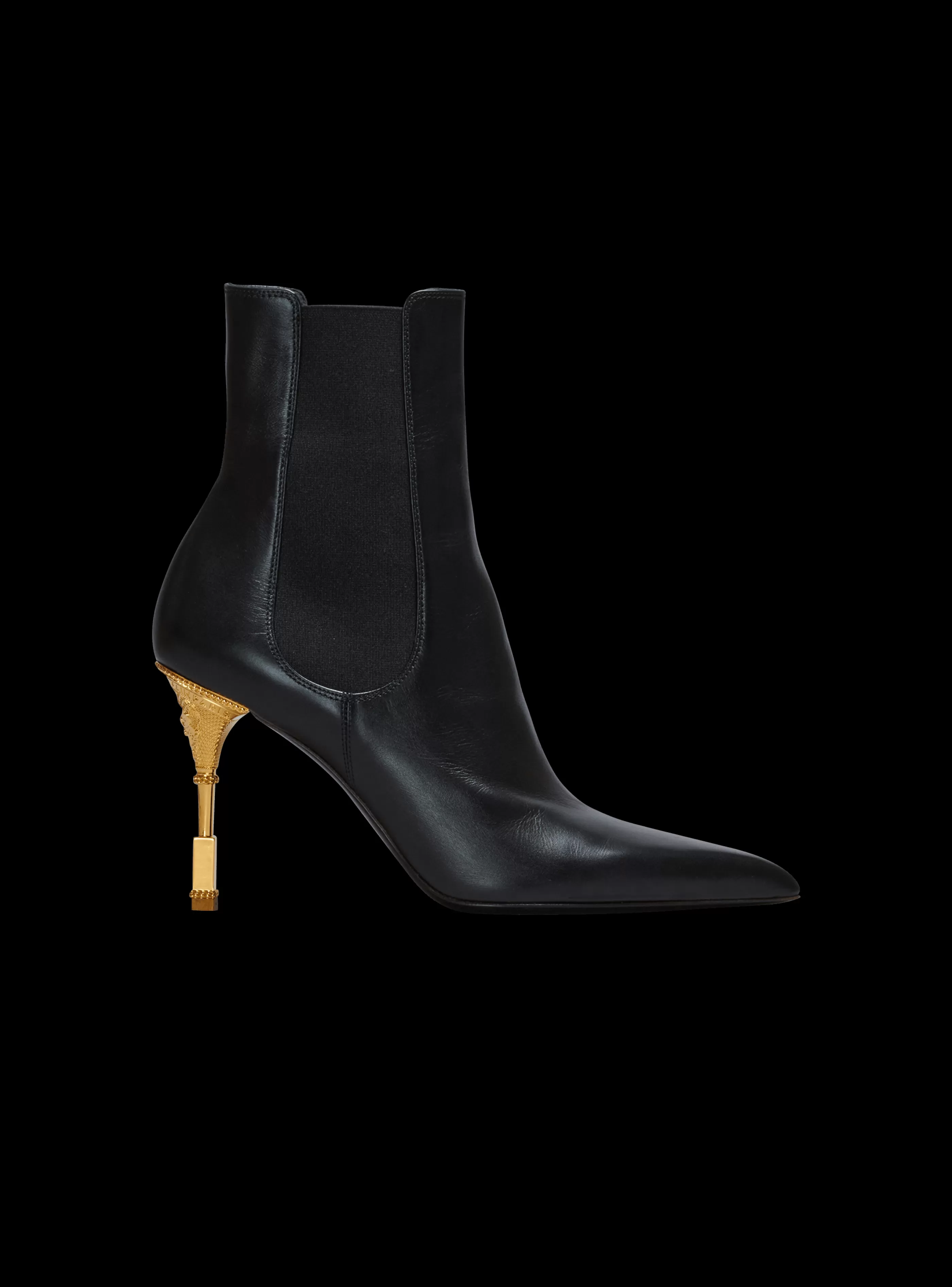 Balmain Stivali-Moneta Leather Ankle Boots black
