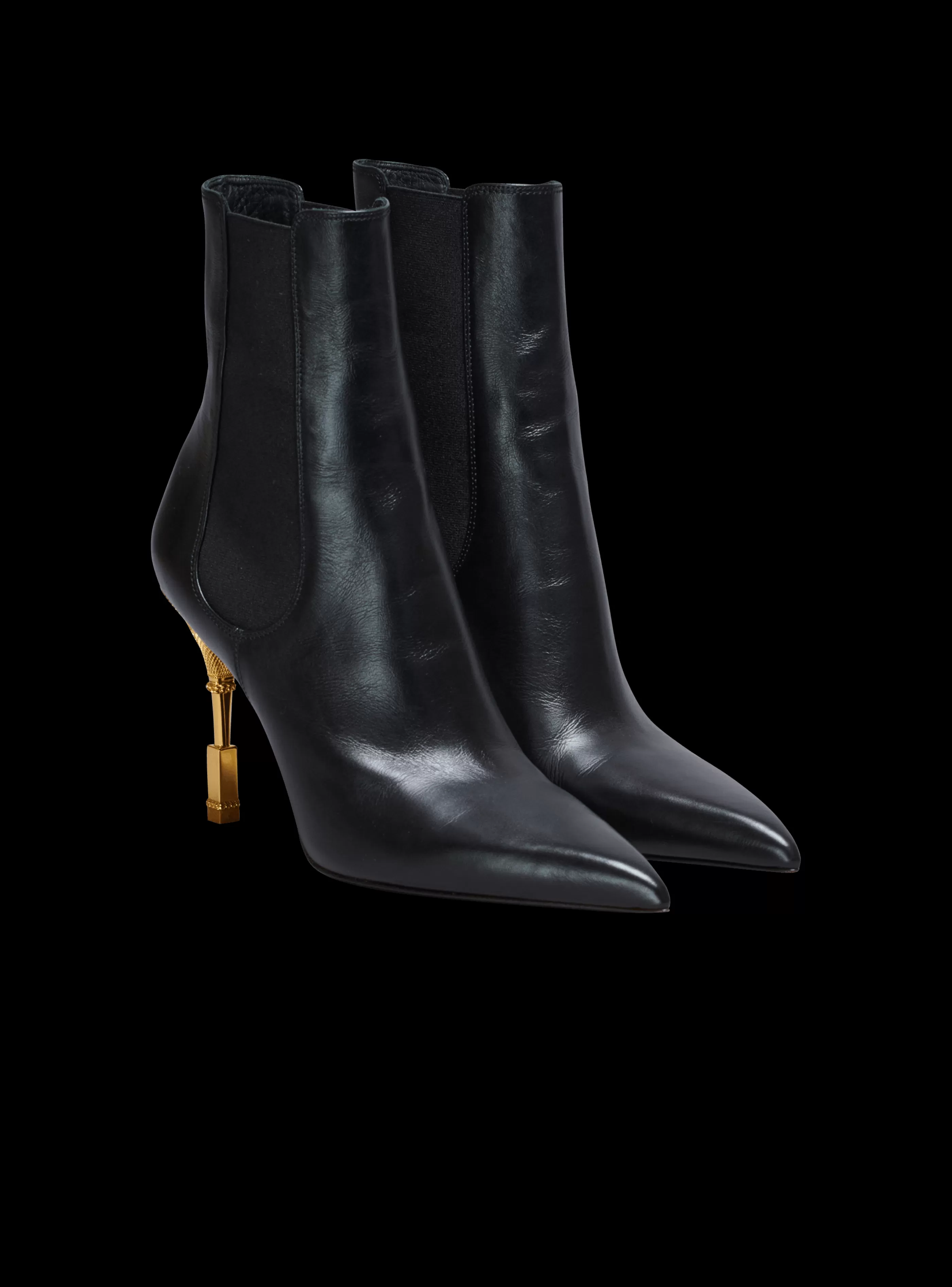 Balmain Stivali-Moneta Leather Ankle Boots black