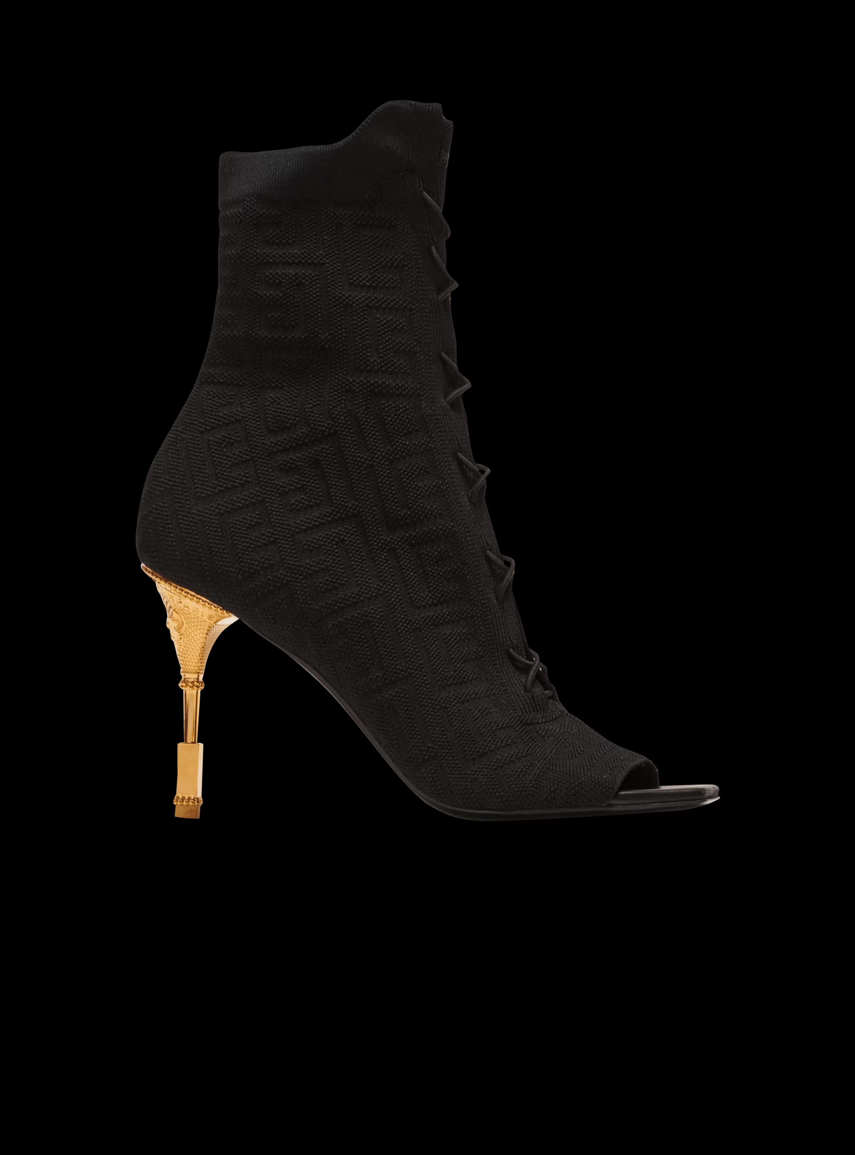 Balmain Stivali-Moneta Monogram Knit Ankle Boots black