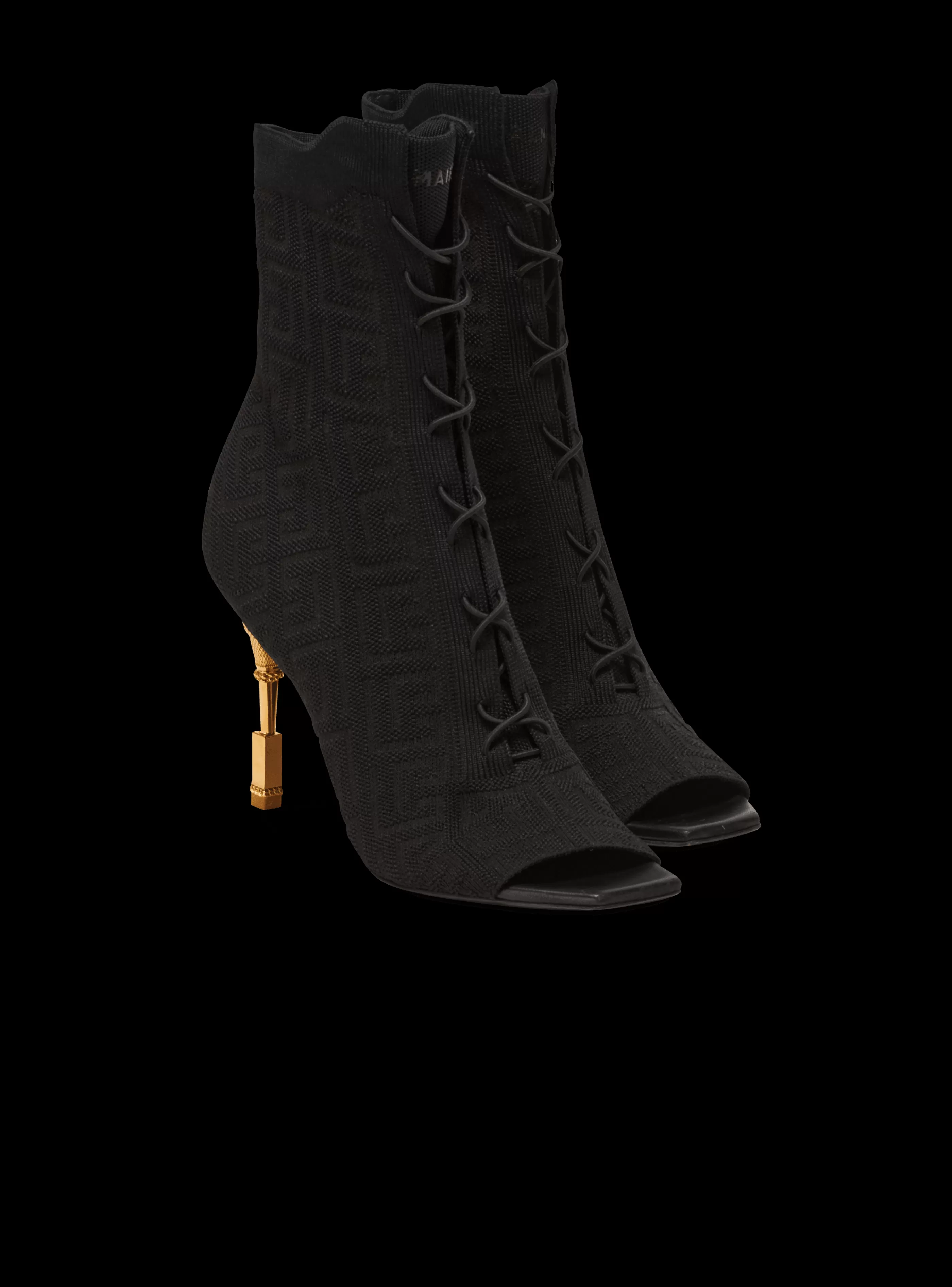 Balmain Stivali-Moneta Monogram Knit Ankle Boots black
