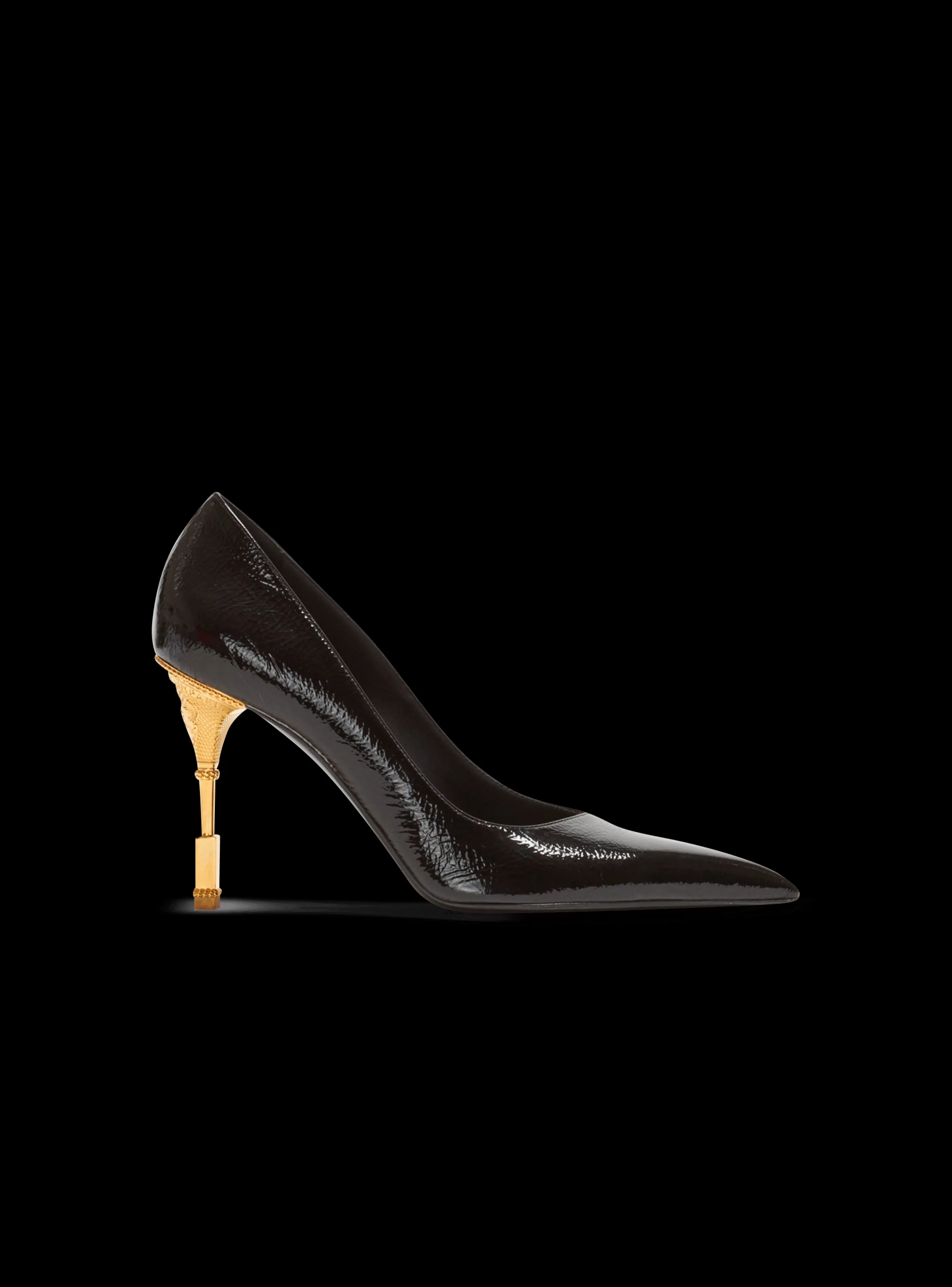 Balmain Scarpe Col Tacco Alto-Moneta Patent Leather Courts black