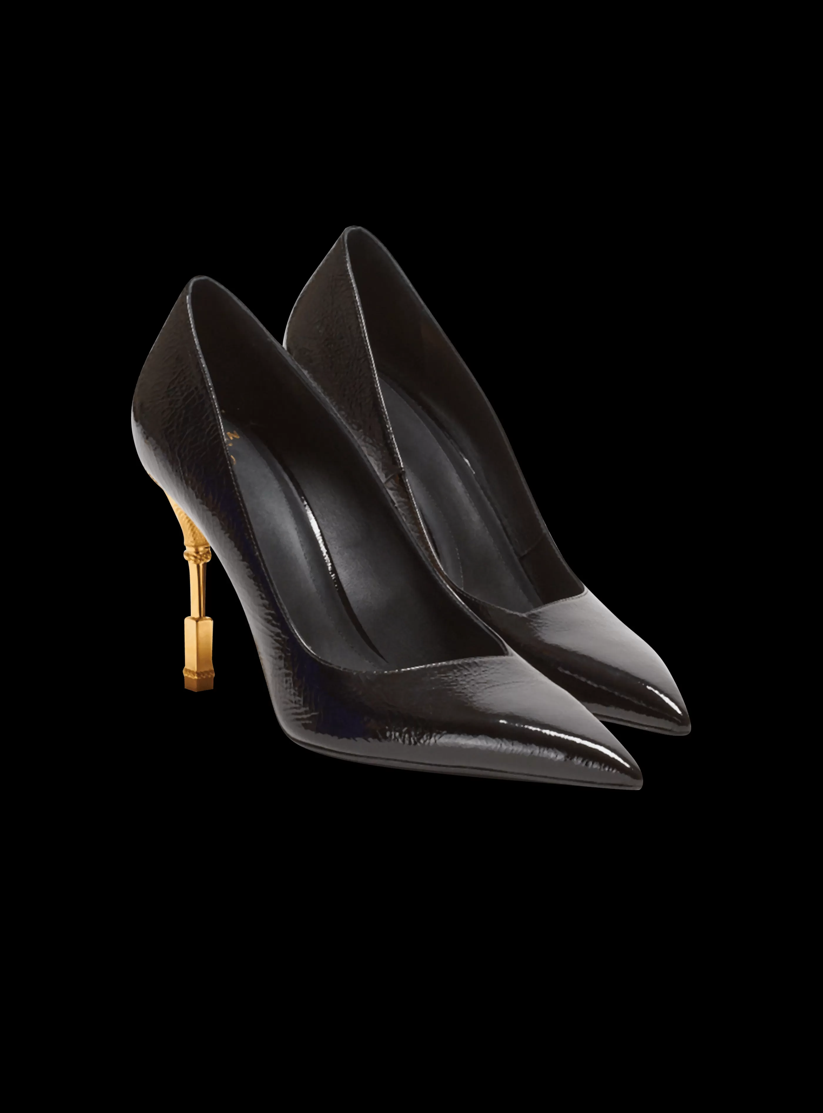 Balmain Scarpe Col Tacco Alto-Moneta Patent Leather Courts black