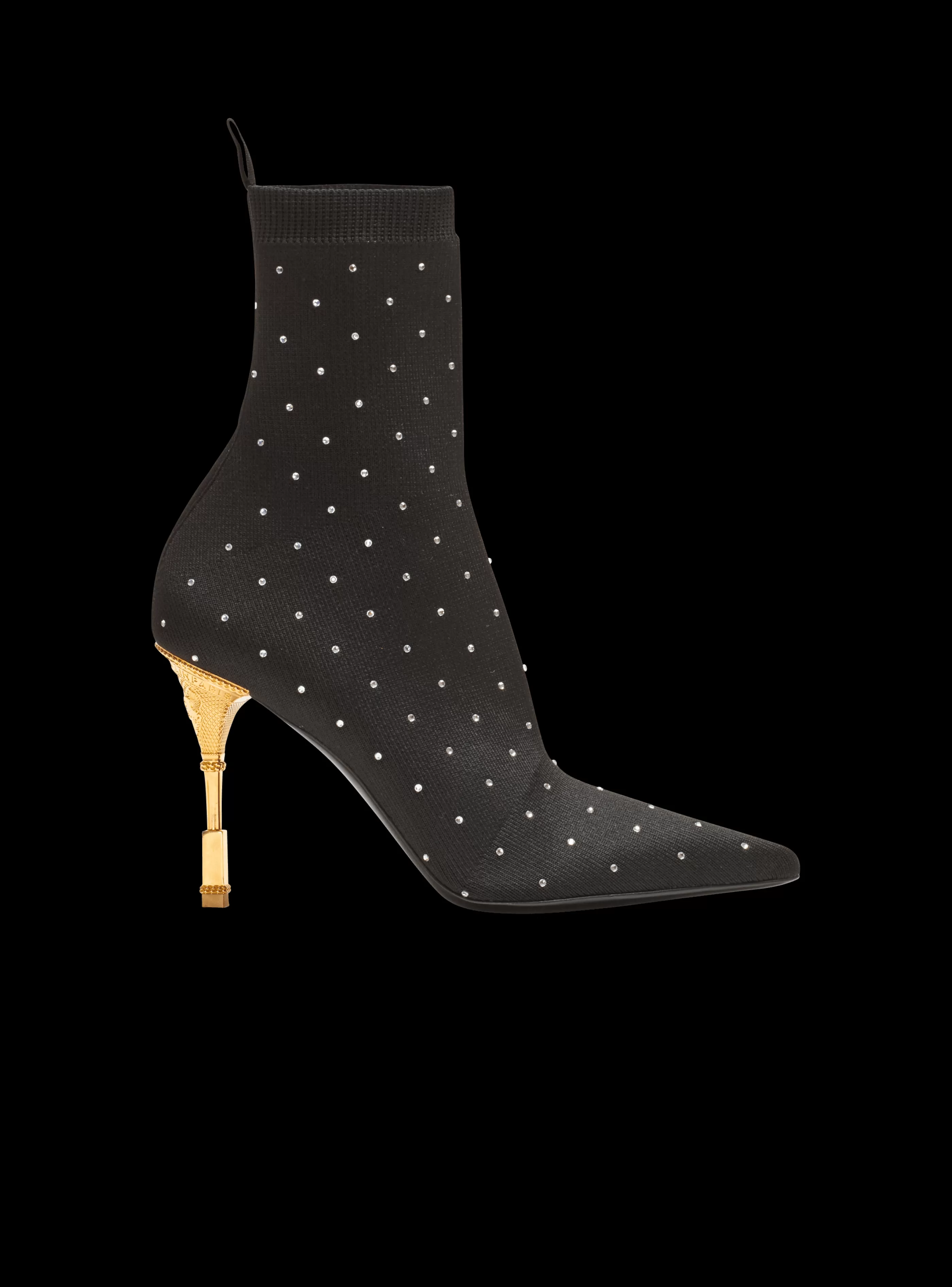 Balmain Stivali-Moneta Rhinestoned Knit Ankle Boots black