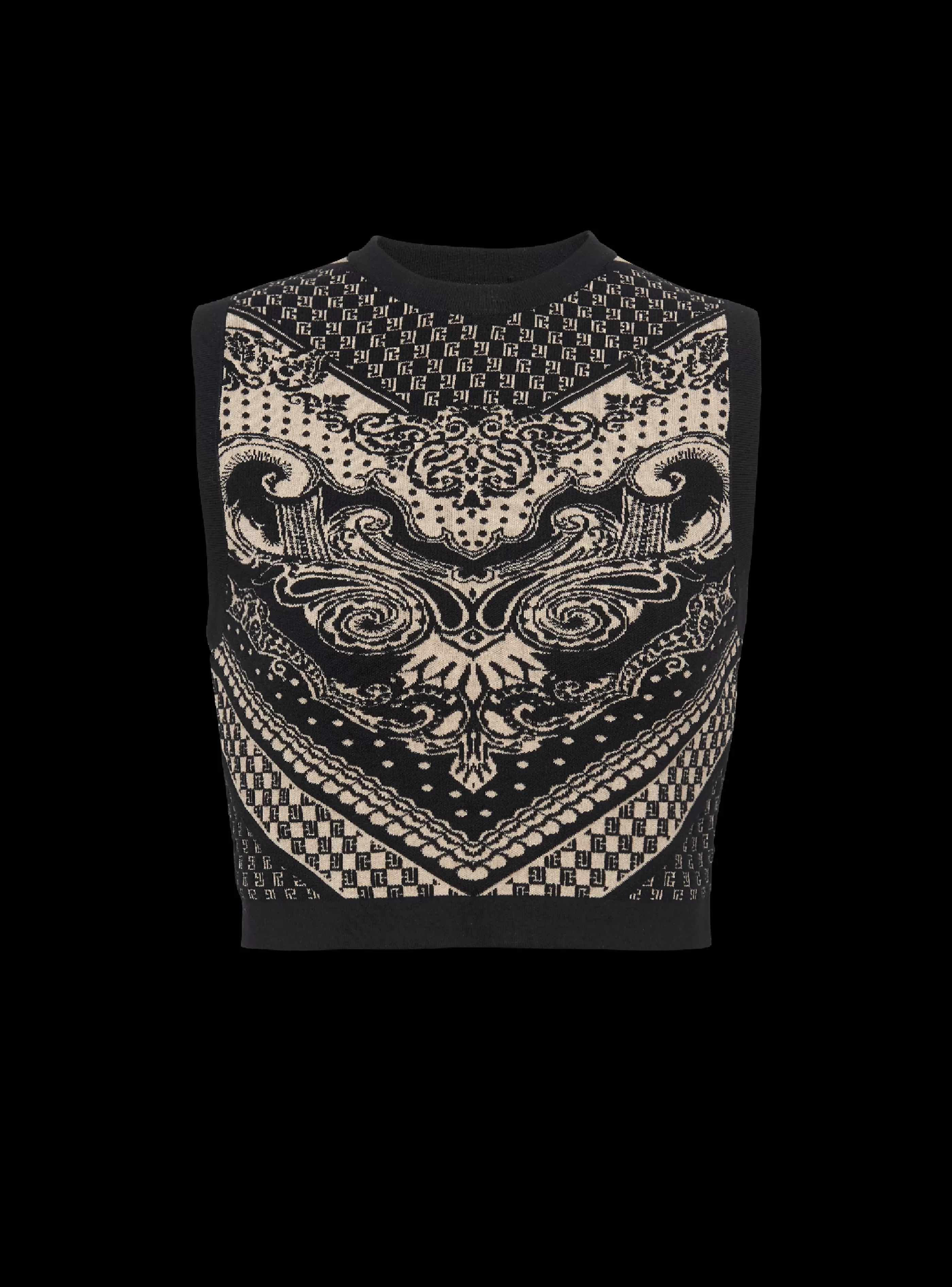 Balmain Maglieria | Top E Camicie-Monogram And Paisley Knit Tank Top black
