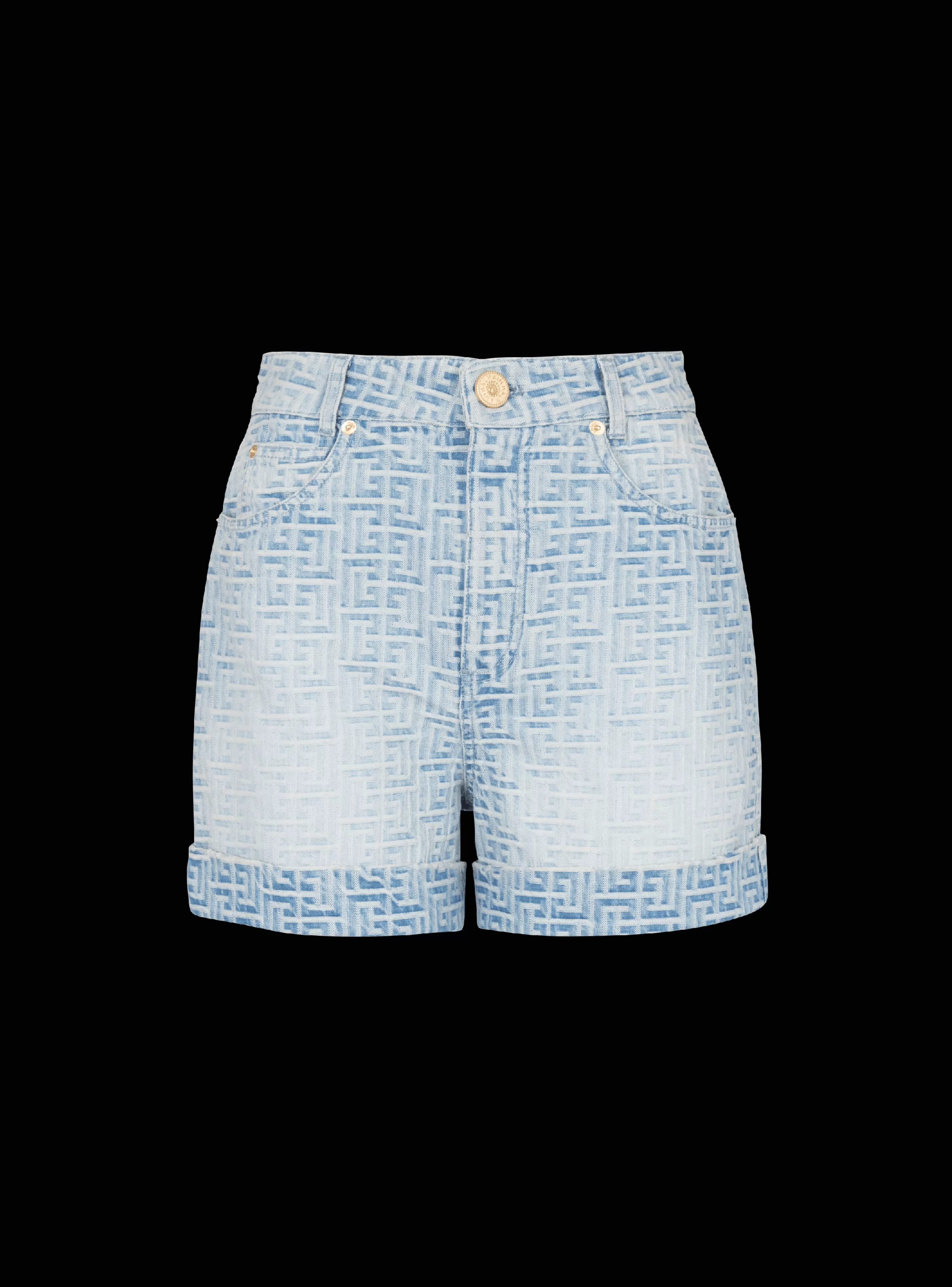 Balmain Denim-Monogram Denim Short blue
