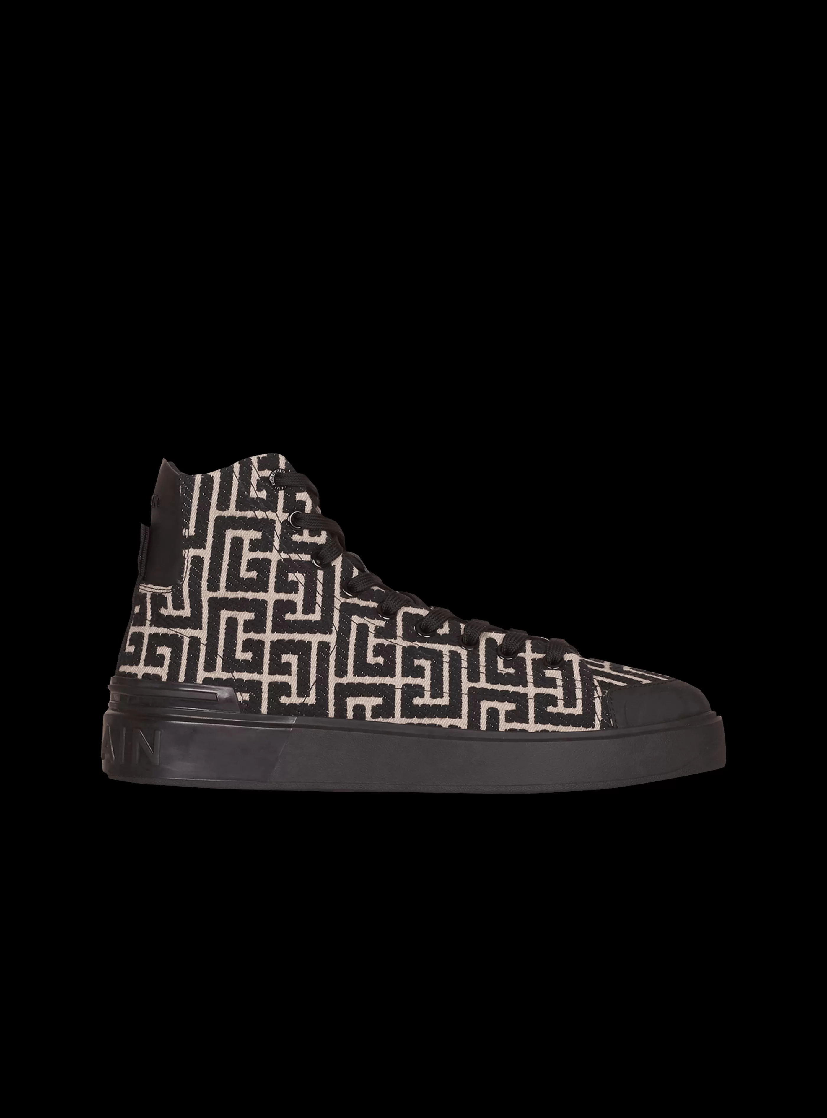 Balmain B-Court-Monogram Jacquard B-Court High-top Sneakers black
